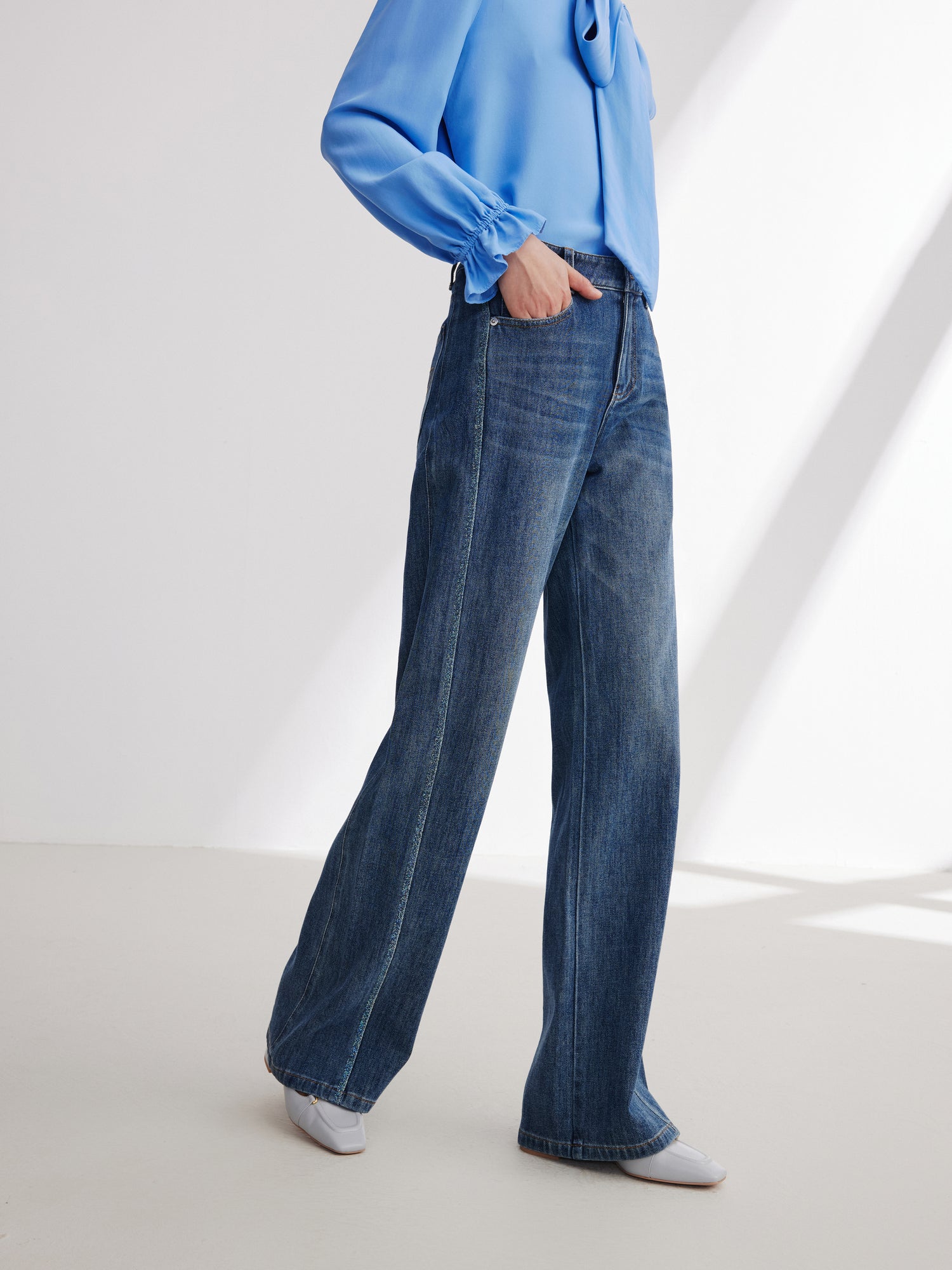 Straight Wide-Leg Jeans | Blue