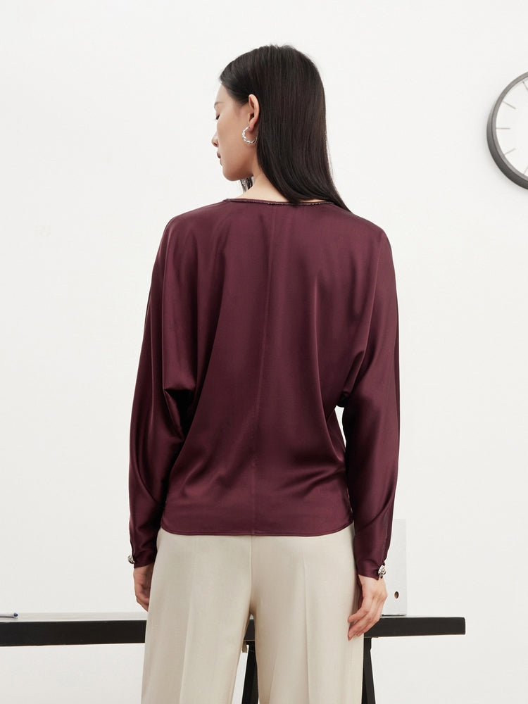 Long-Sleeved Blouse | Wine Red