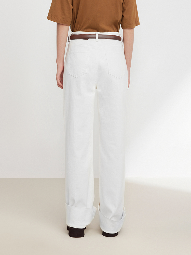 Straight-Leg Wide-Leg Jeans | White