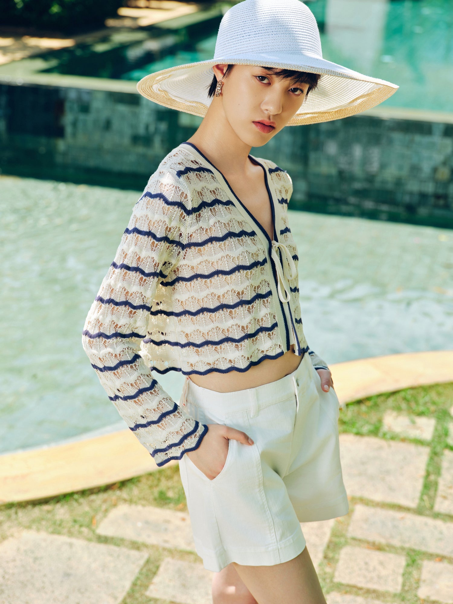 Tencel Cotton Denim Shorts | White