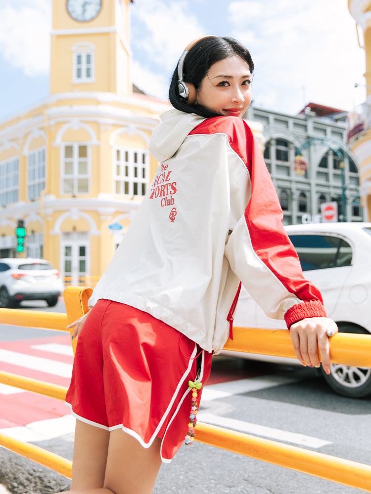 Color Block Sports Jacket | Beige