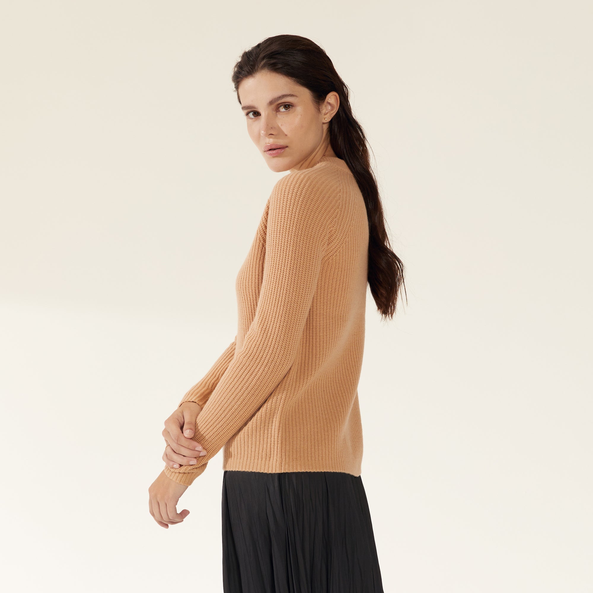 Womens | Ava Chunky Cashmere Crewneck Sweater | Camel