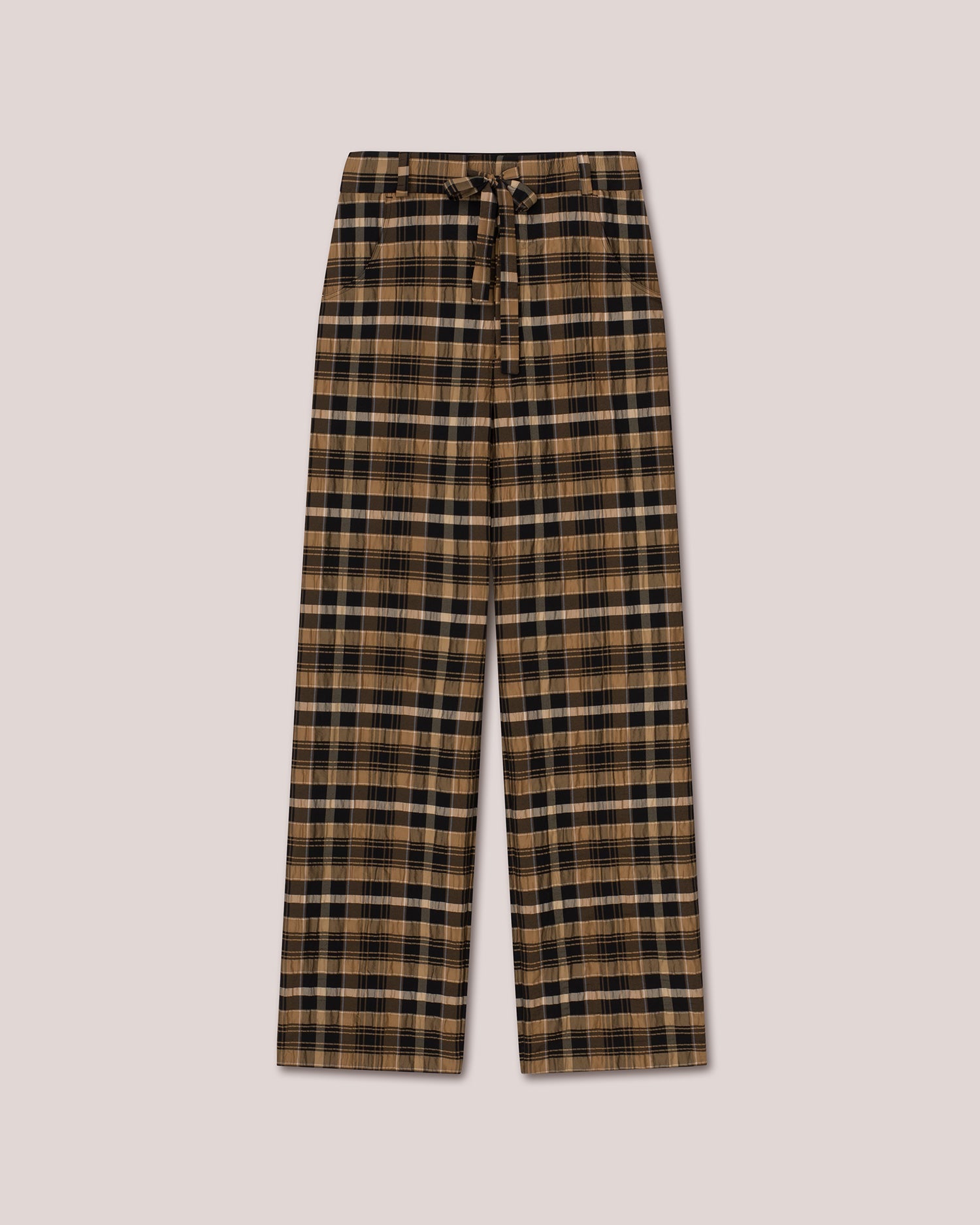 Mens | Tymeo Loose Seersucker Pants | Black Camel Check