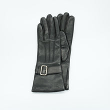 Womens | Belted Leather Gloves | Black