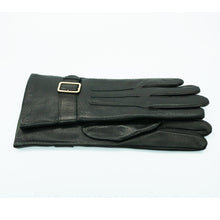 Womens | Belted Leather Gloves | Black