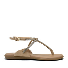 Gioiosa Sandal Wedge | Beige Bisque Faux Suede/Crystals