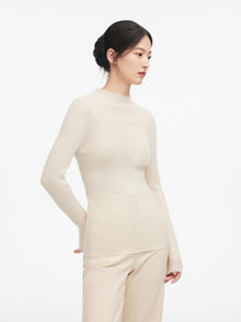 Turtleneck Beaded Cashmere Sweater | White