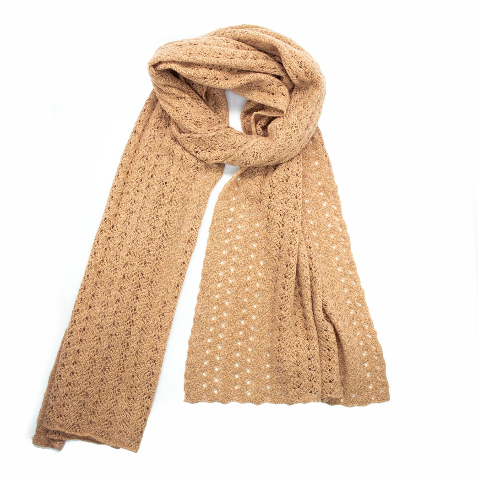 Cashmere Wrap Open Work | Camel