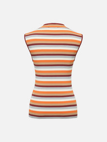 Horizontal Stripe Knit Vest | Orange