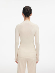 Turtleneck Beaded Cashmere Sweater | White