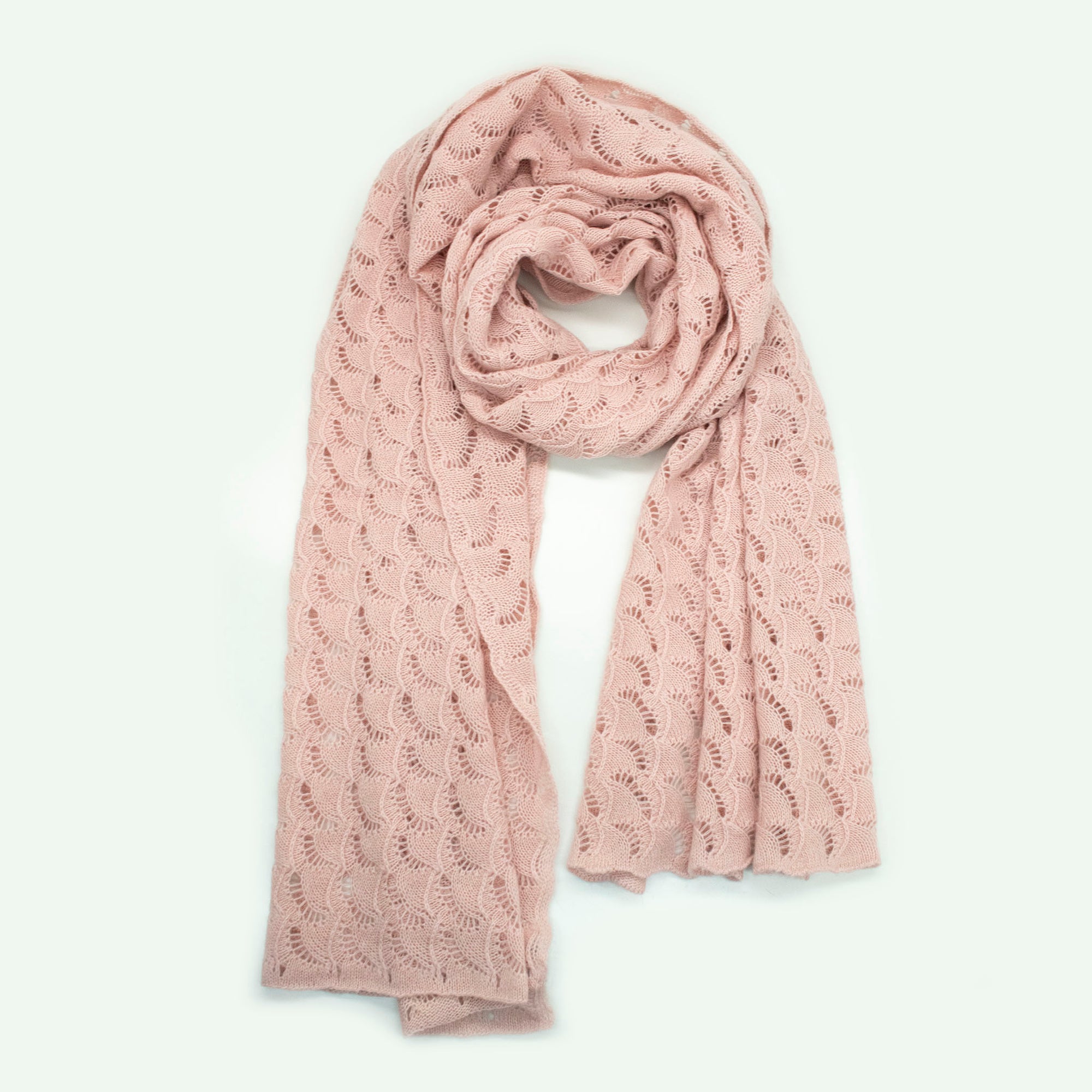 Womens | Cashmere Open Work Wrap | Powder Pink