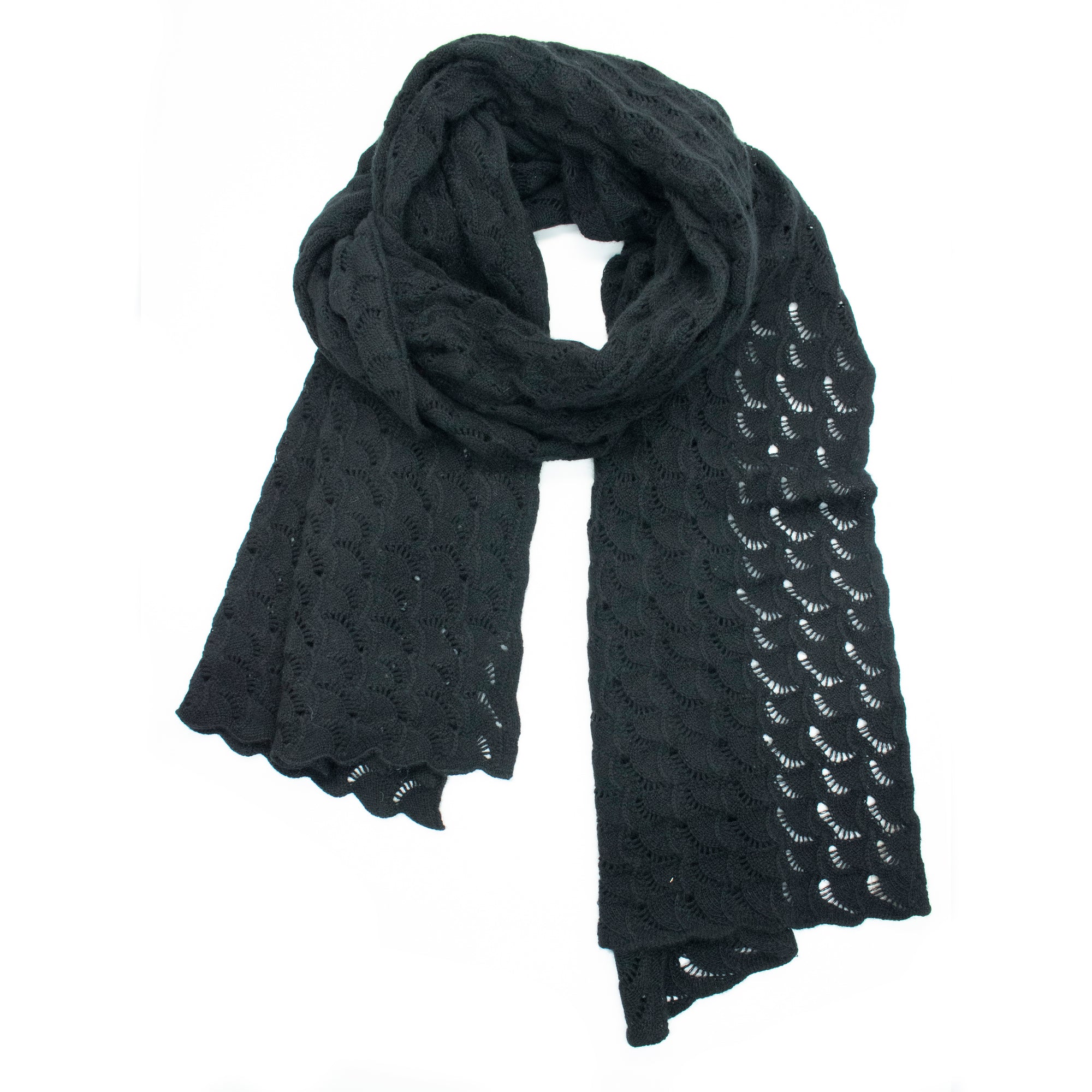 Womens | Cashmere Open Work Wrap | Black