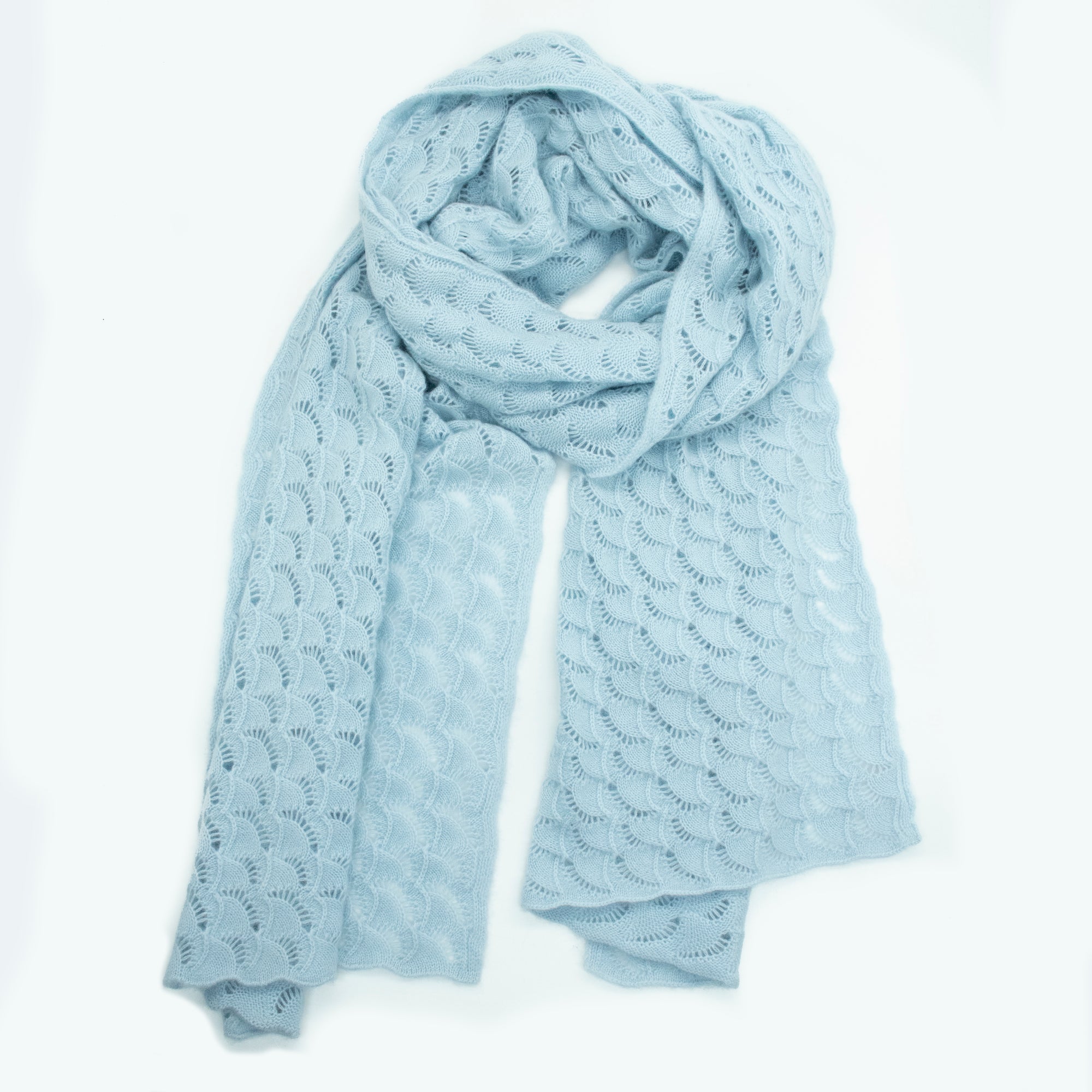 Womens | Cashmere Open Work Wrap | Powder Blue