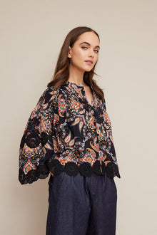 Emma Top | Black Vintage Paisley