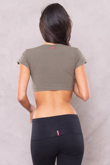Women | Short Sleeve Crop Workout Tee | Olive