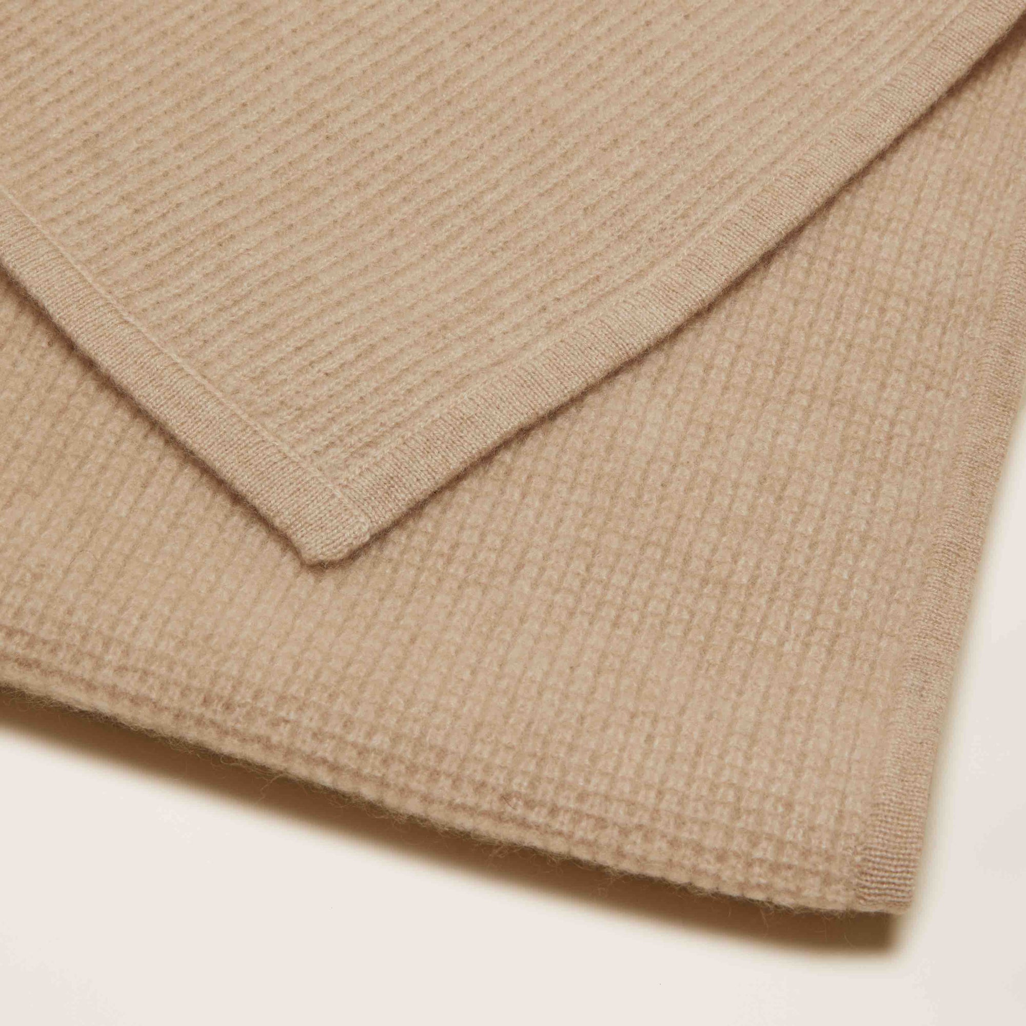 Cassie Cashmere Waffle Knit Baby Blanket | Soft Camel