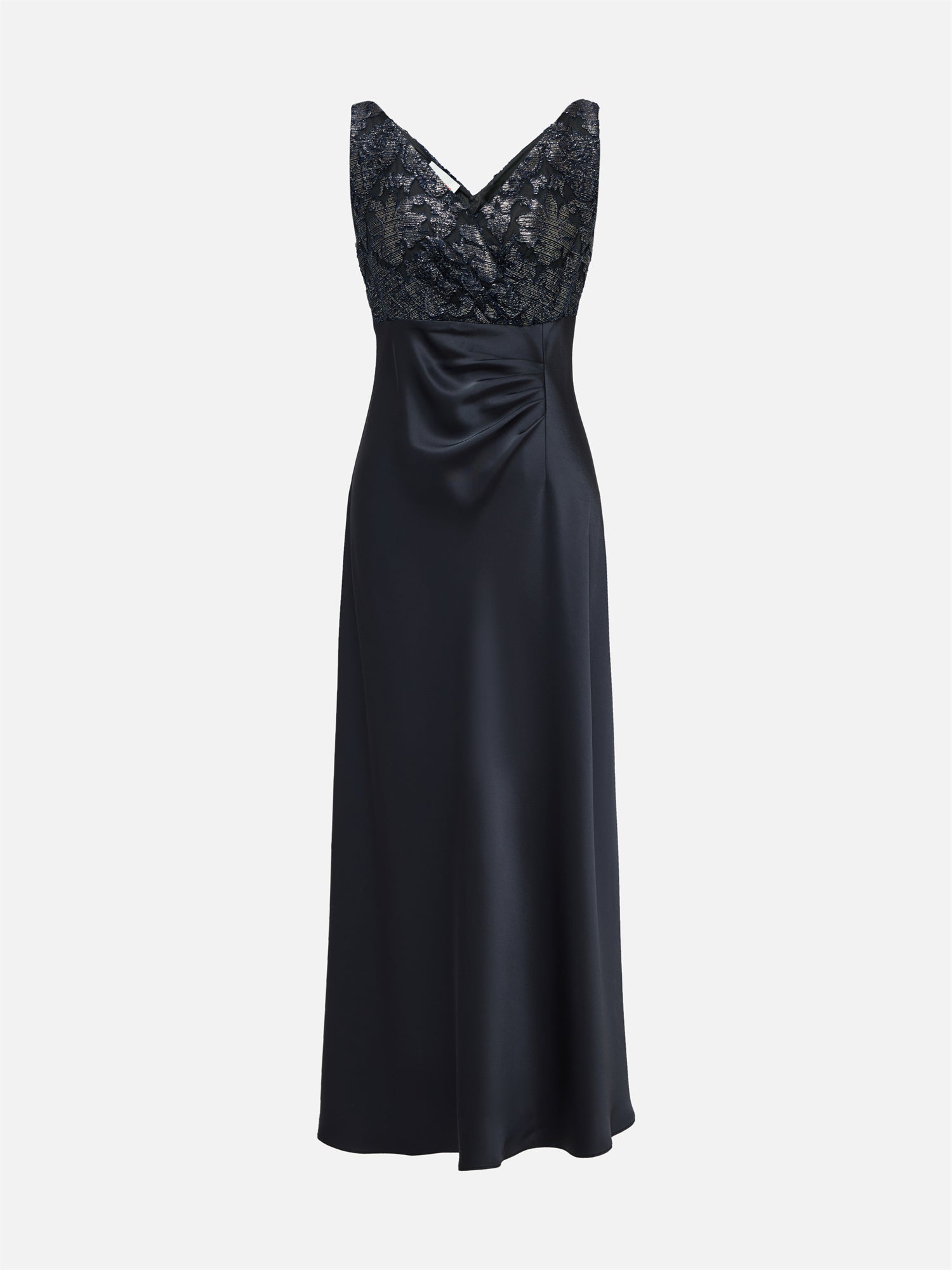 Triacetate Waist-Cinching A-Line Dress | Black