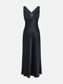 Triacetate Waist-Cinching A-Line Dress | Black