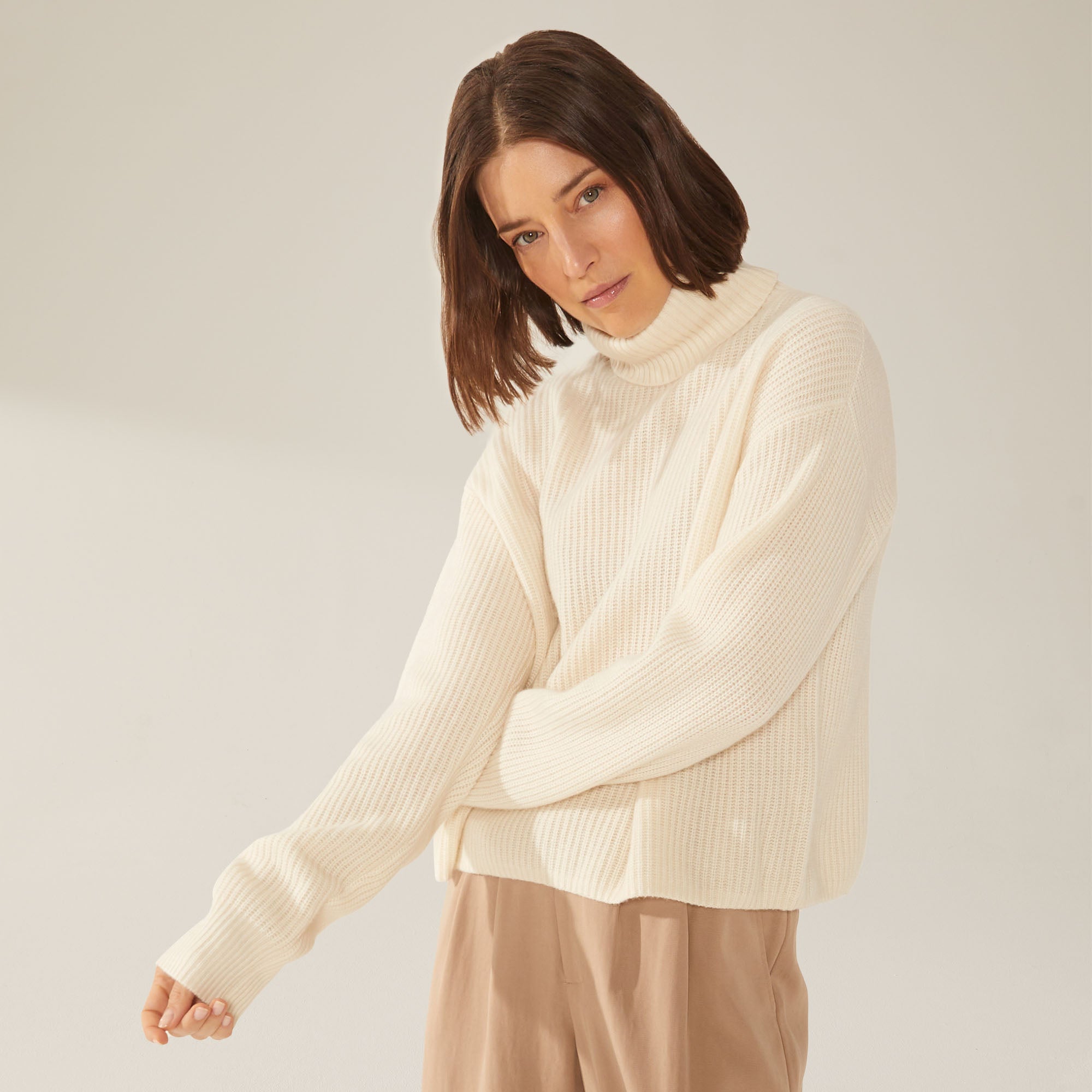 Womens | Ellie Chunky Cashmere Turtleneck | Ivory