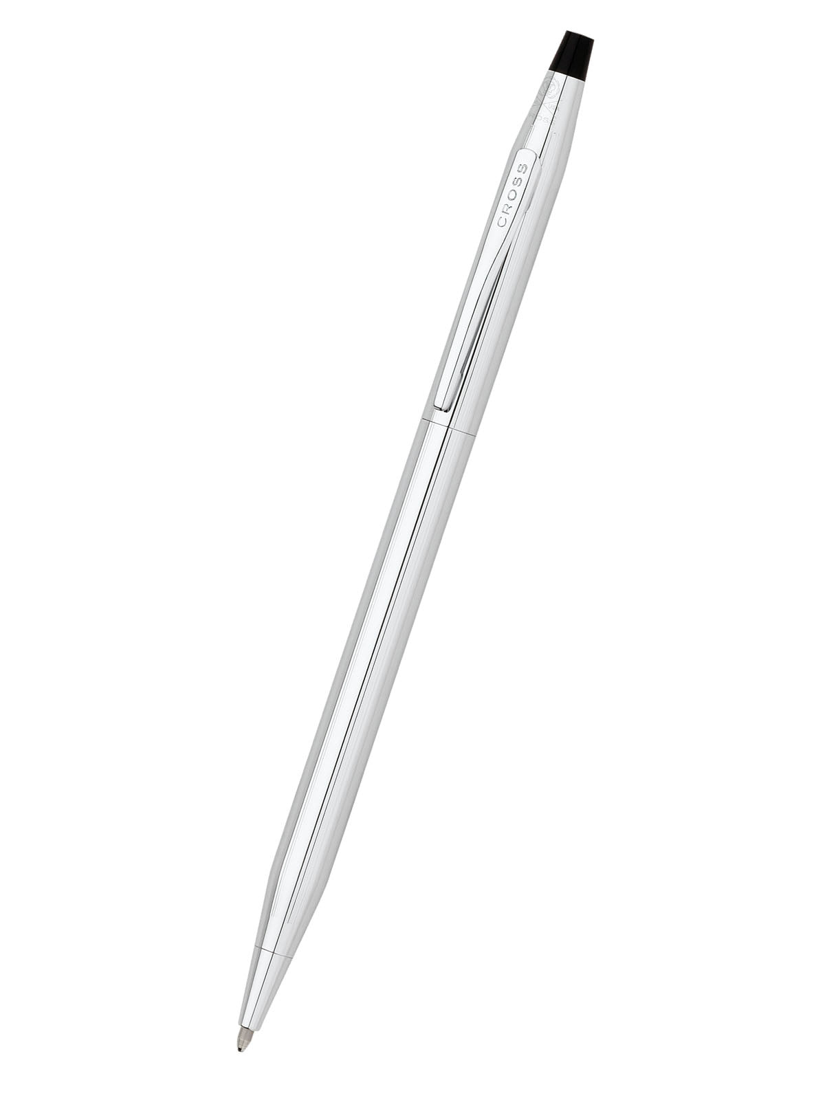 Silver pen with black cap on a white background