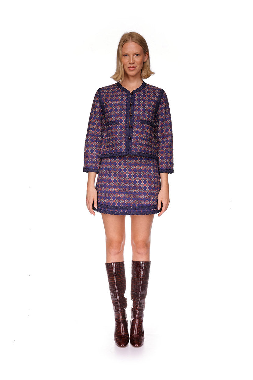 Chrissy Skirt | Evening Daisy Geo Medallion