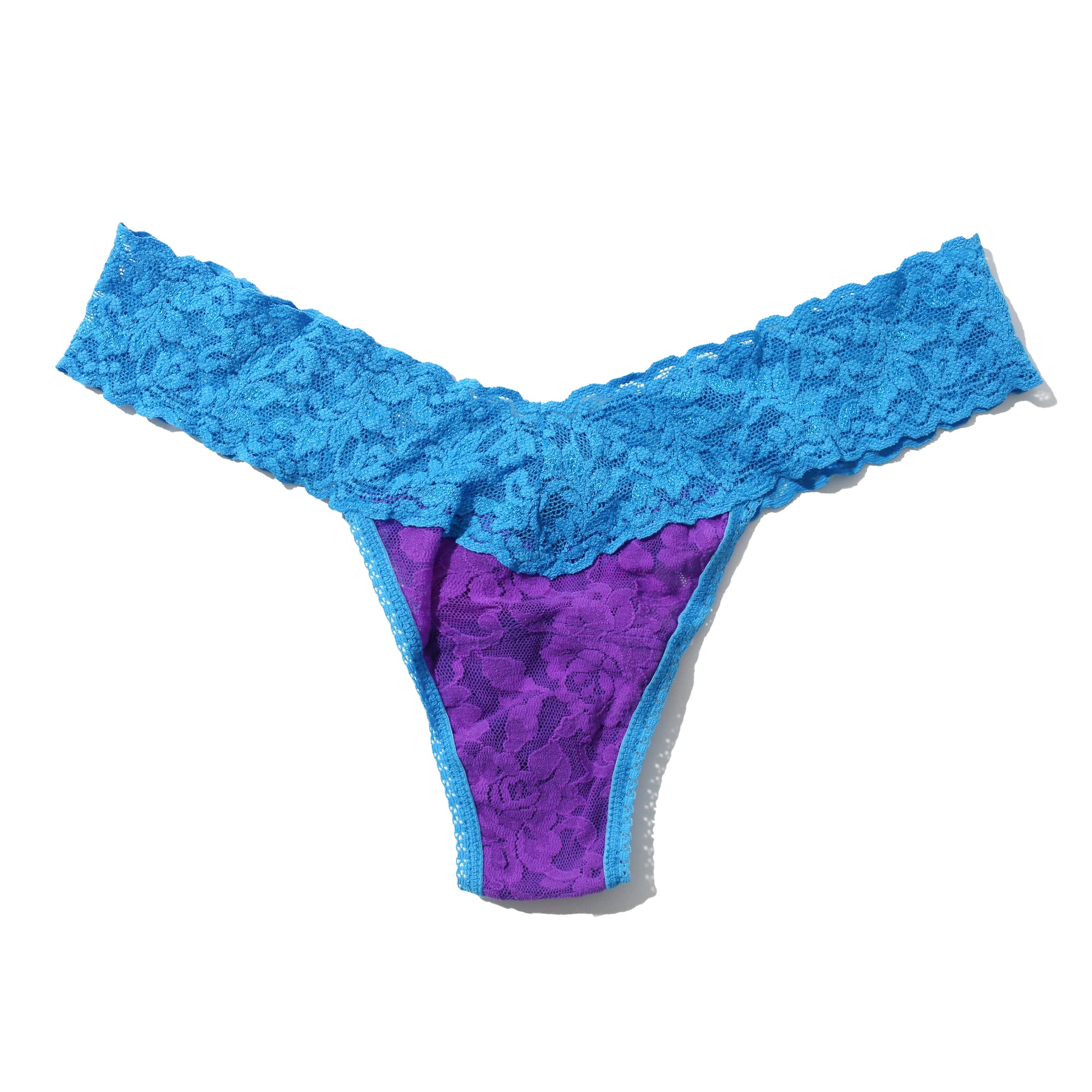 Signature Lace Low Rise Thong | Royal Purple/Laguna Blue