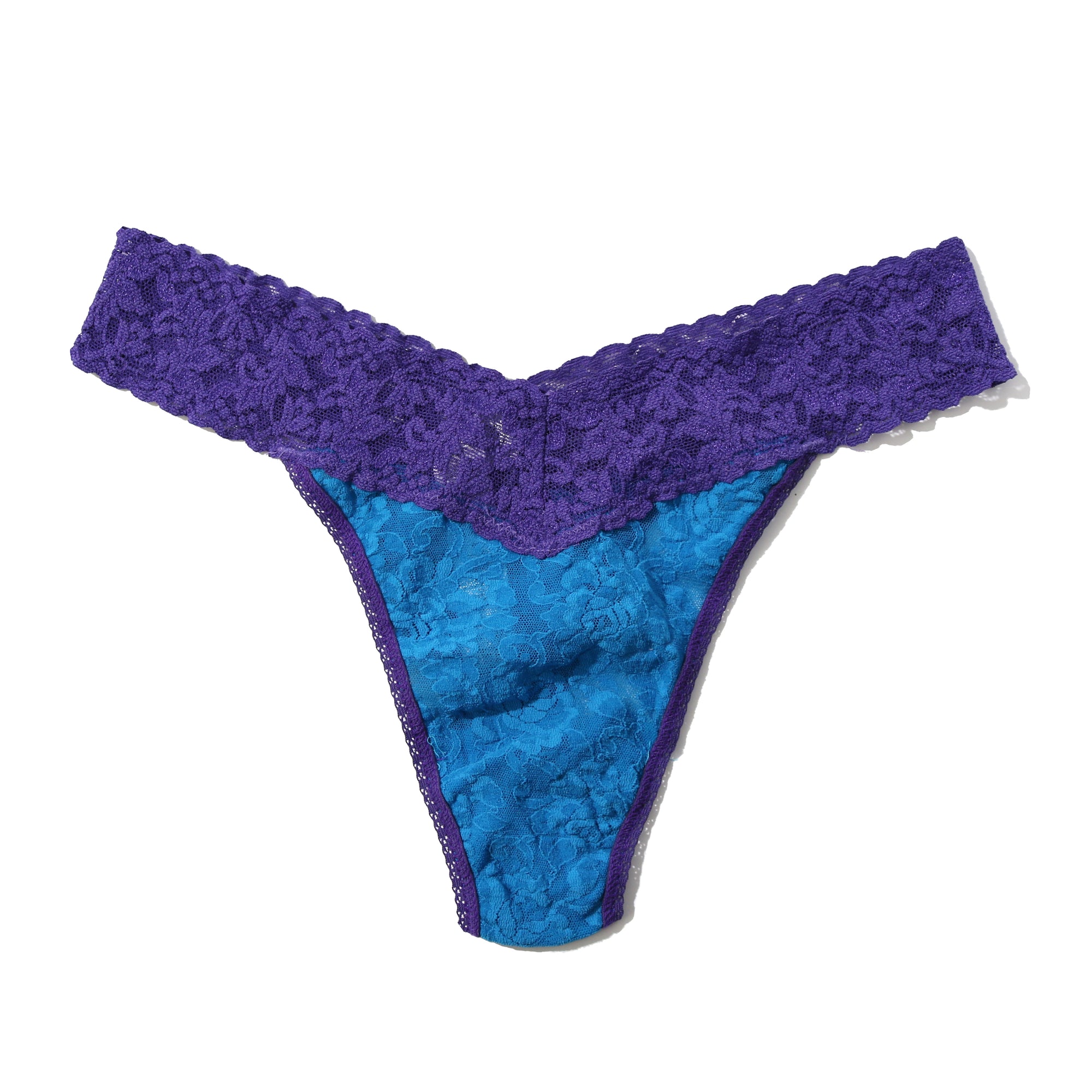 Signature Lace Original Rise Thong | Island Blue/Wild Violet