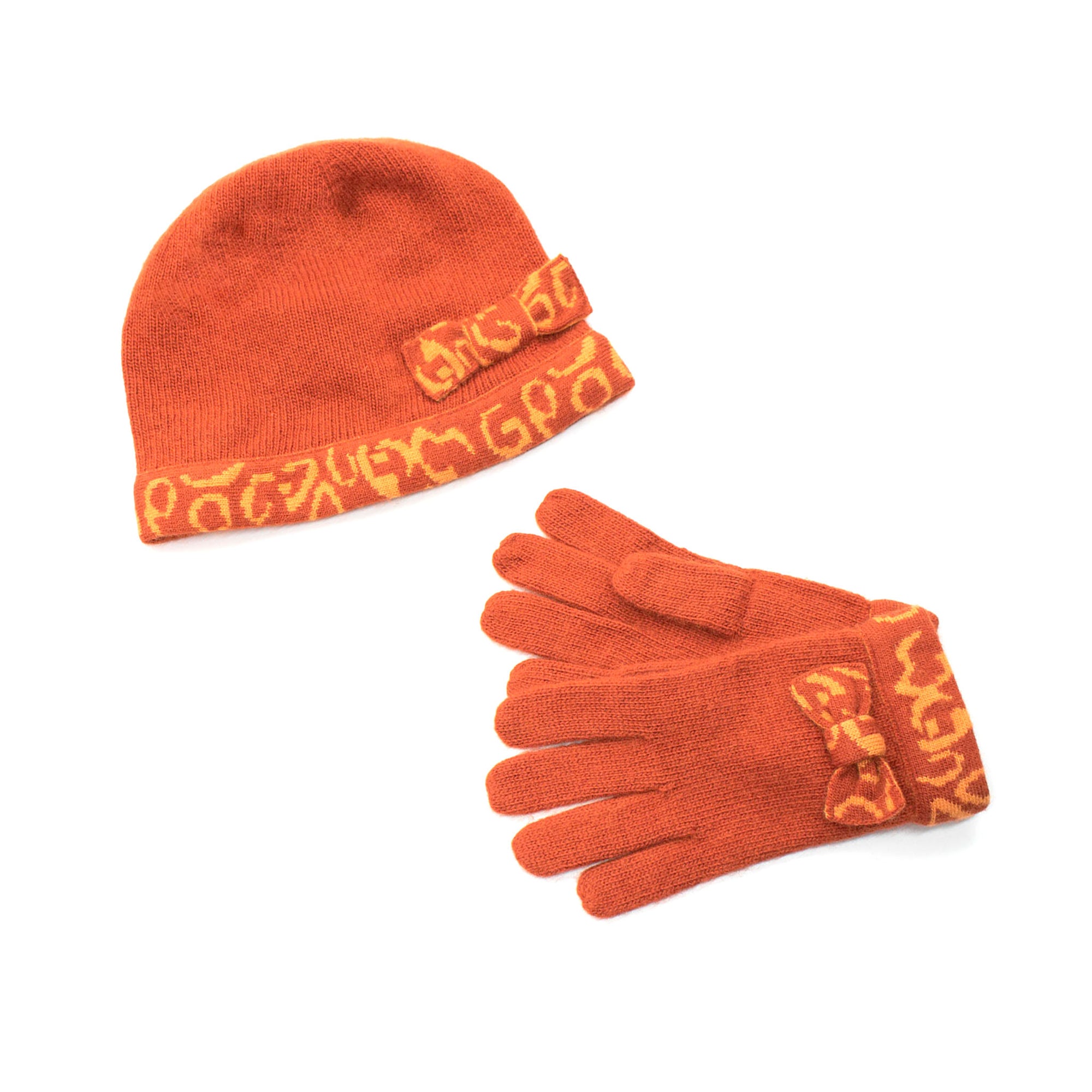 Kids | Hat And Gloves Set | Orange
