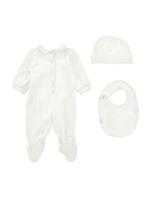 Girls | 3-Piece Set With Gold Bows | Cream