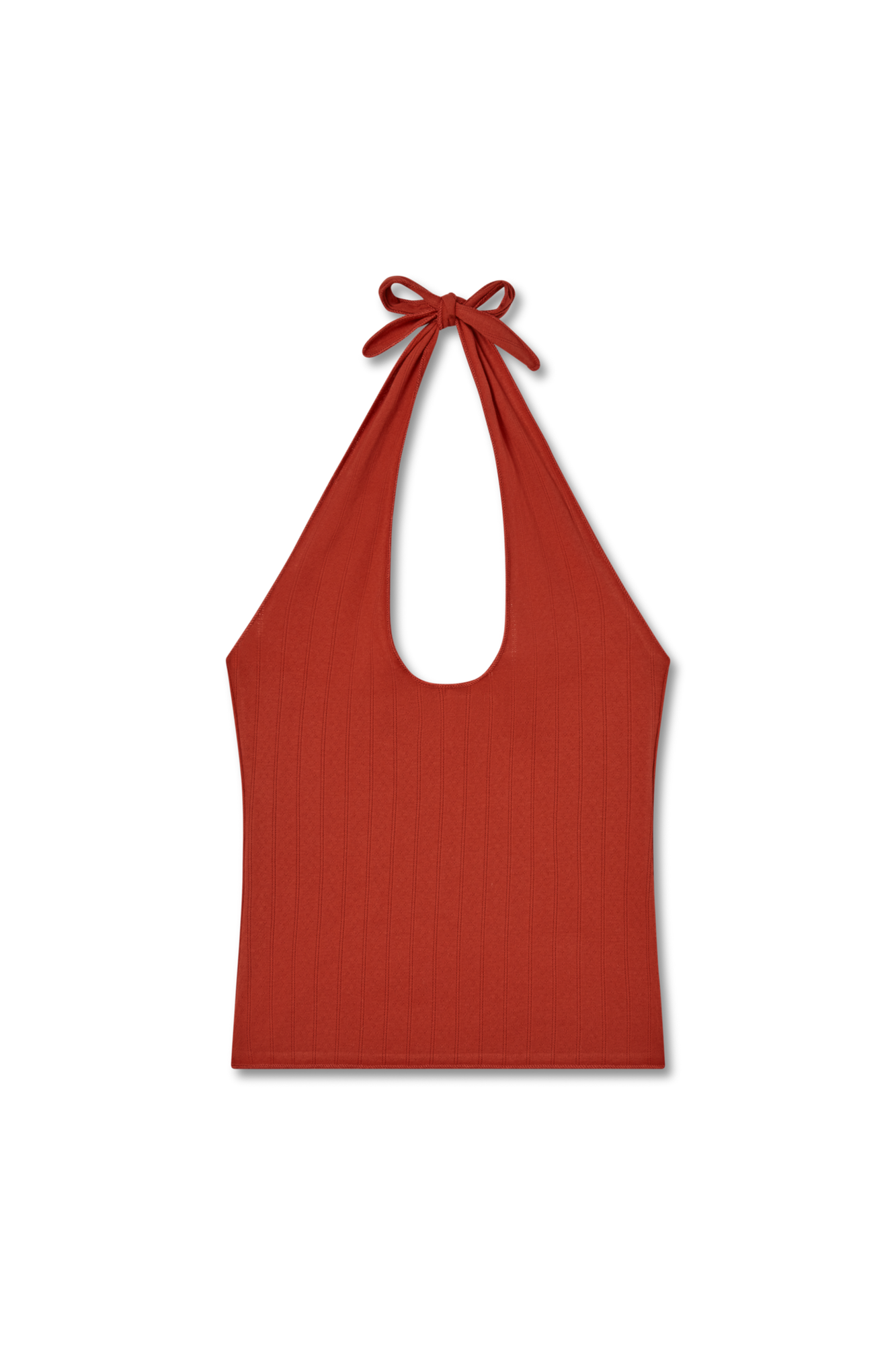 Pauline Pointelle Halter Top | Apple-Red
