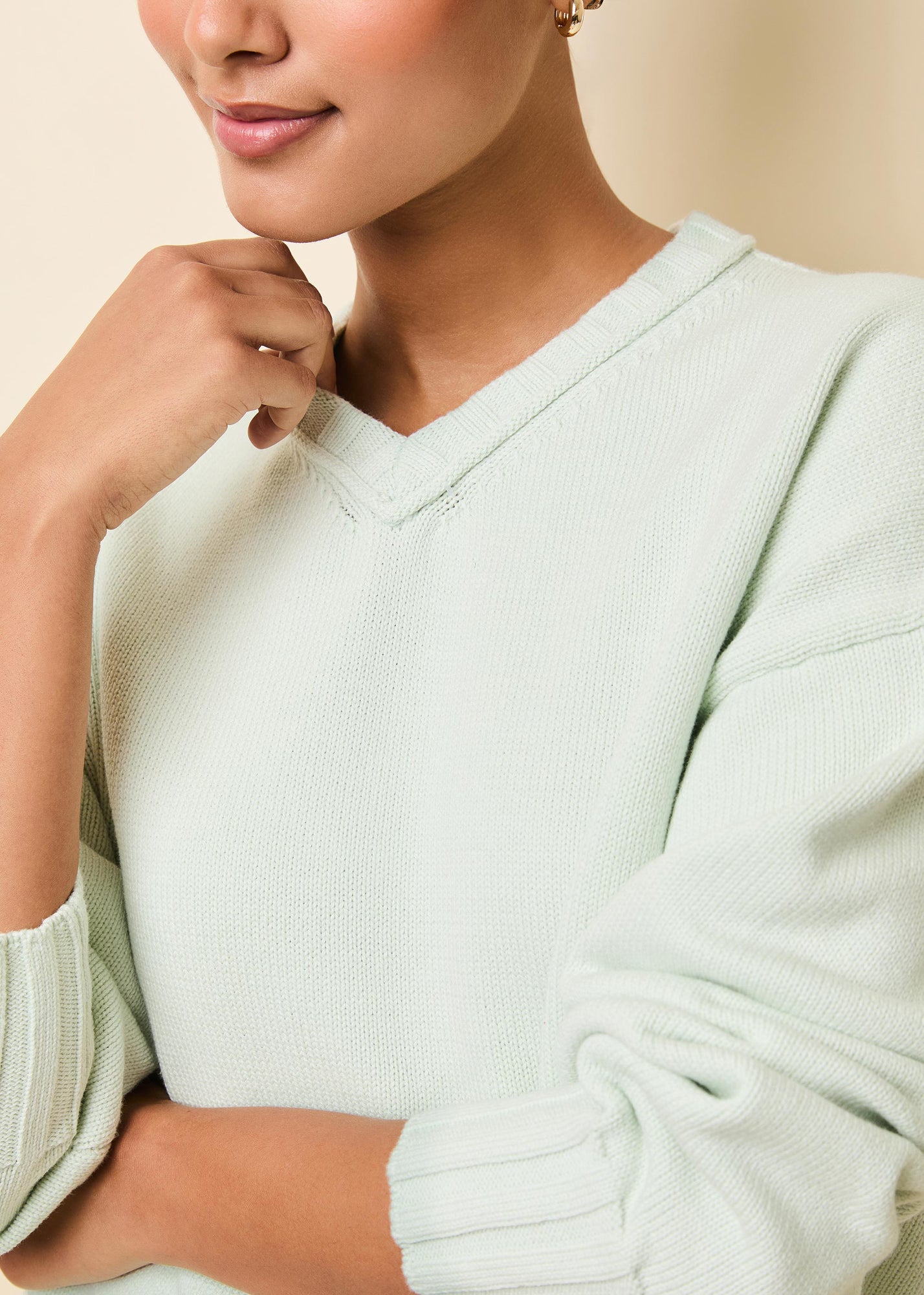 Reva Cotton Sweater Mint - Solid & Striped