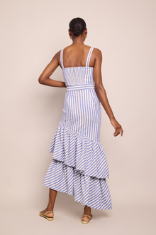 Terra Skirt | Ivory Blue Striped Seersucker