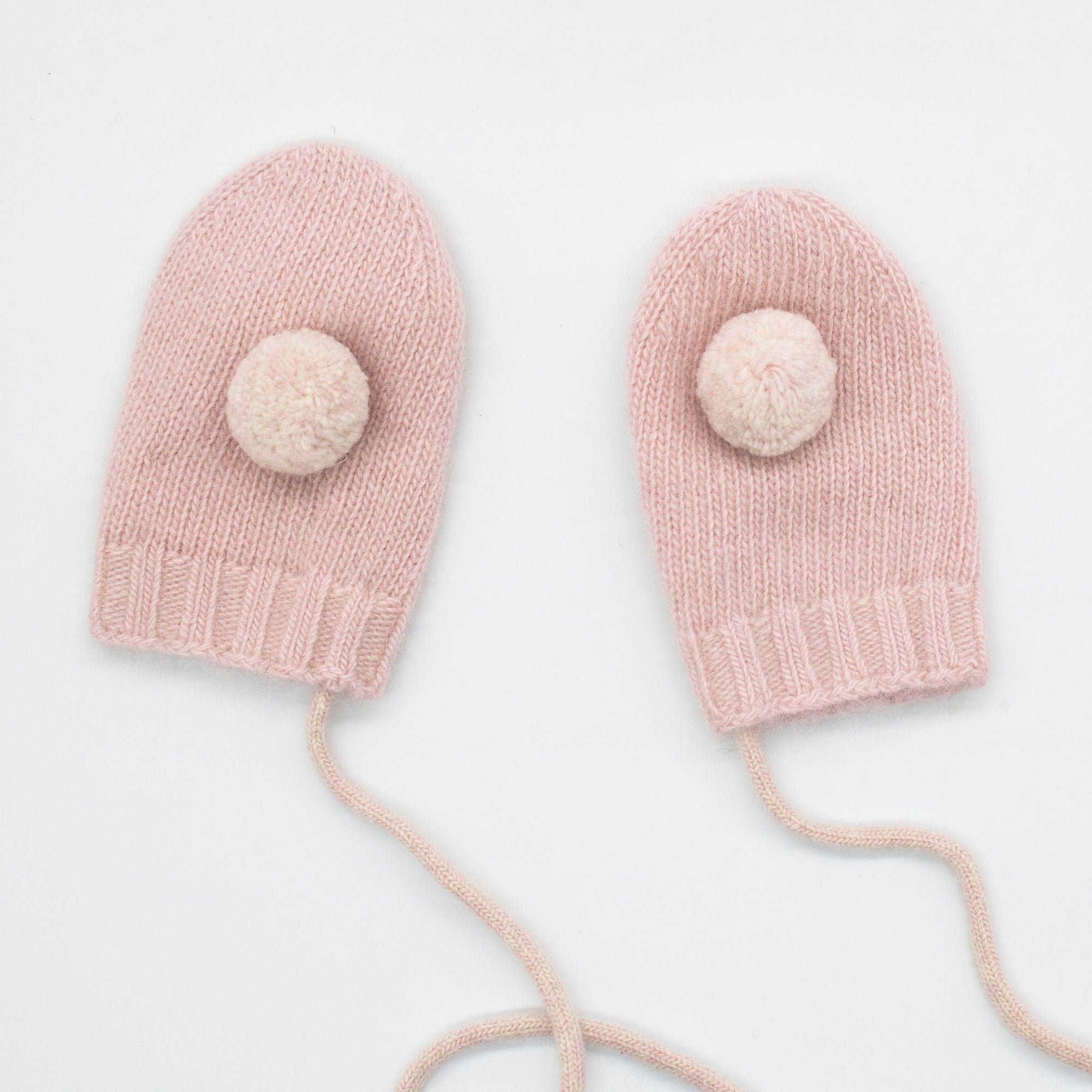 Babies Cashmere Mittens With Poms | Powder Pink