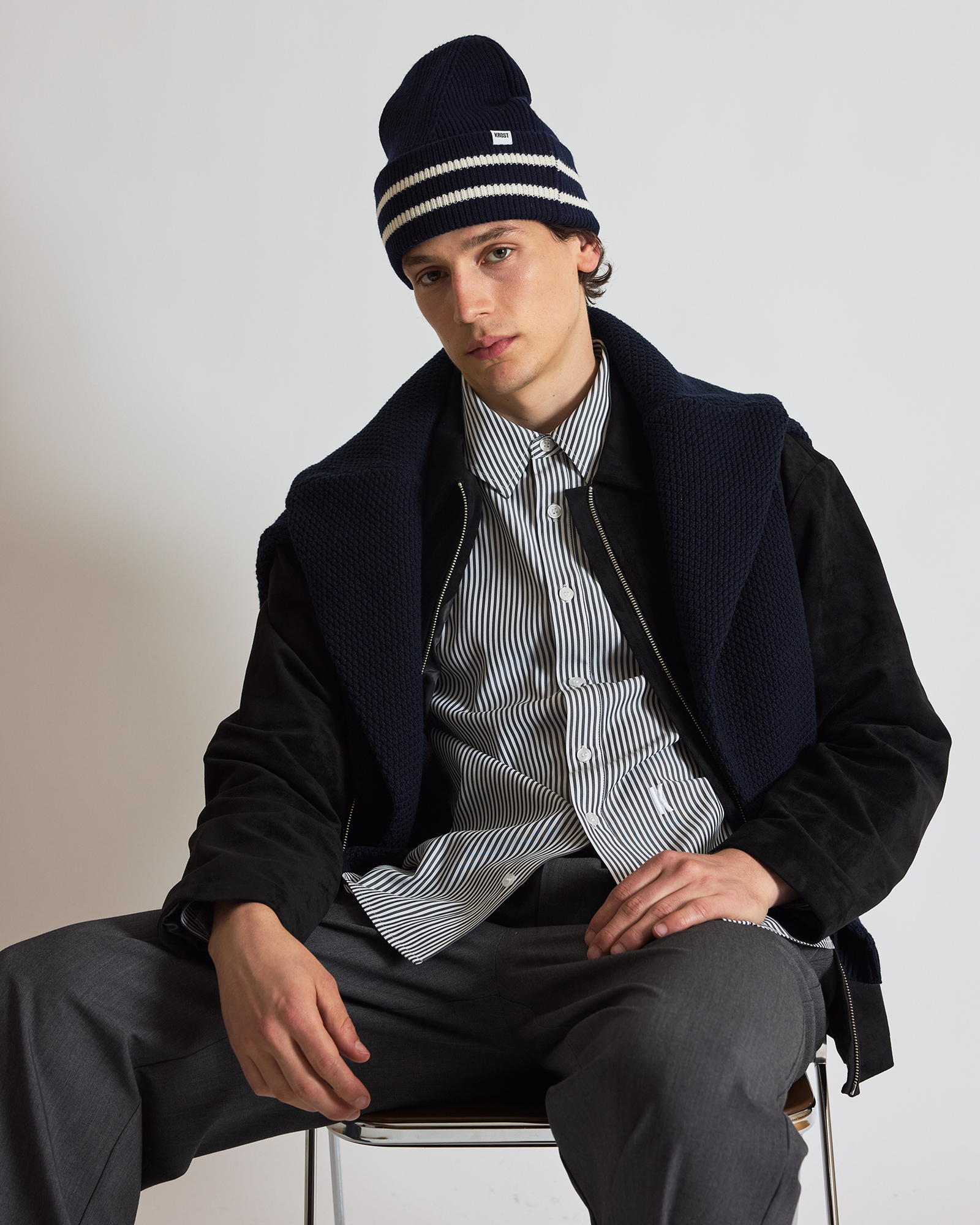 Embroidered Striped Shirt | Black