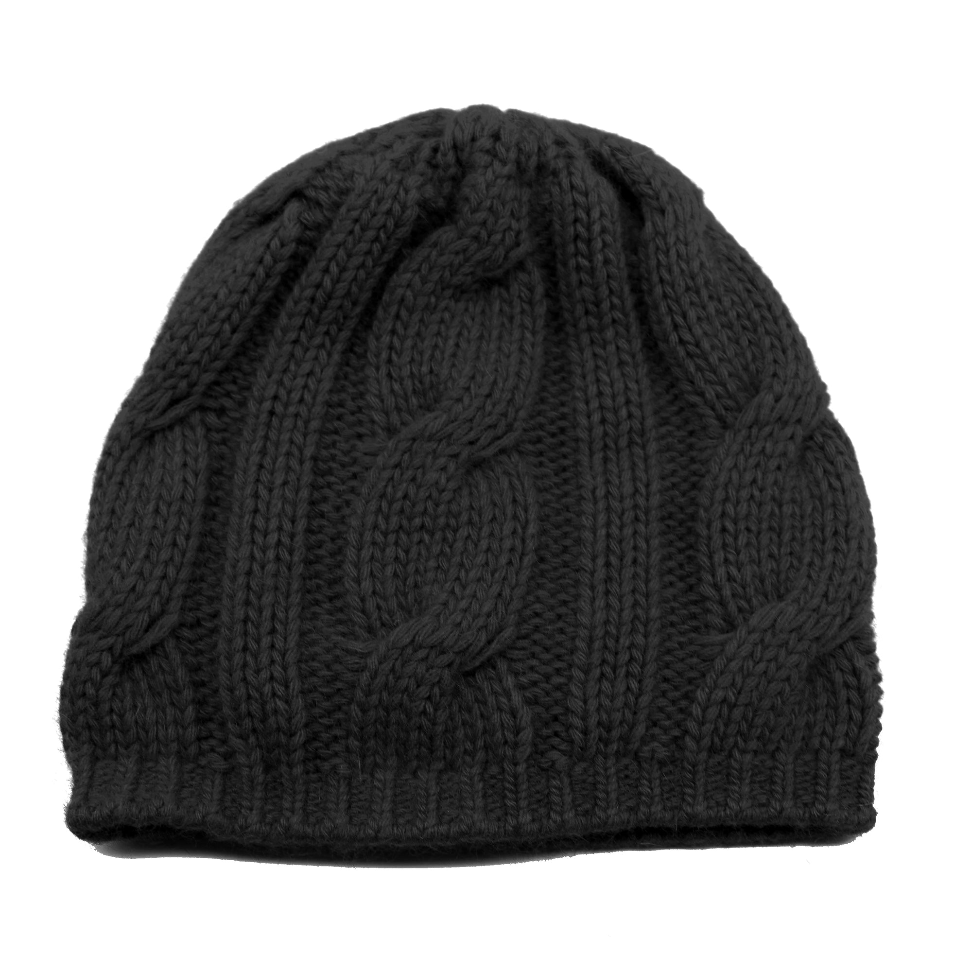 Womens | Chunky Cable Beany Hat | Black