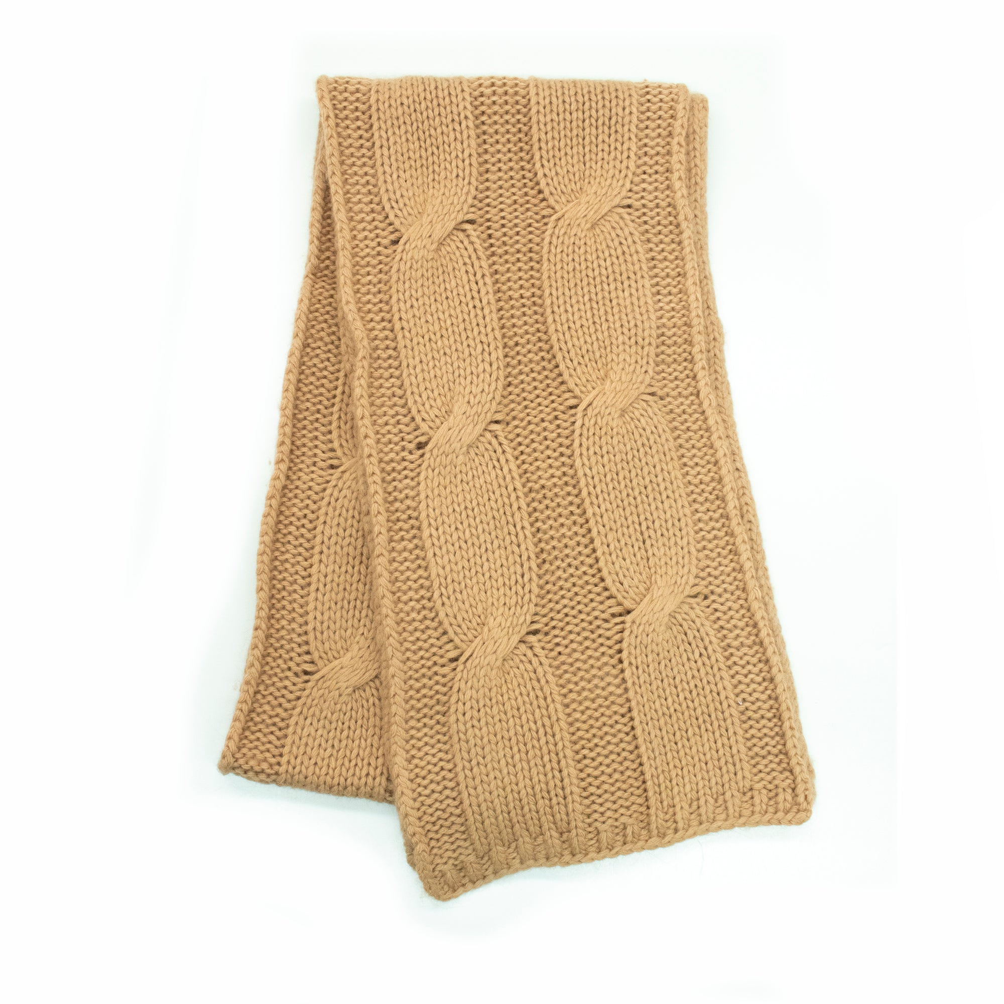 Womens | Big Cable Scarf | Camel
