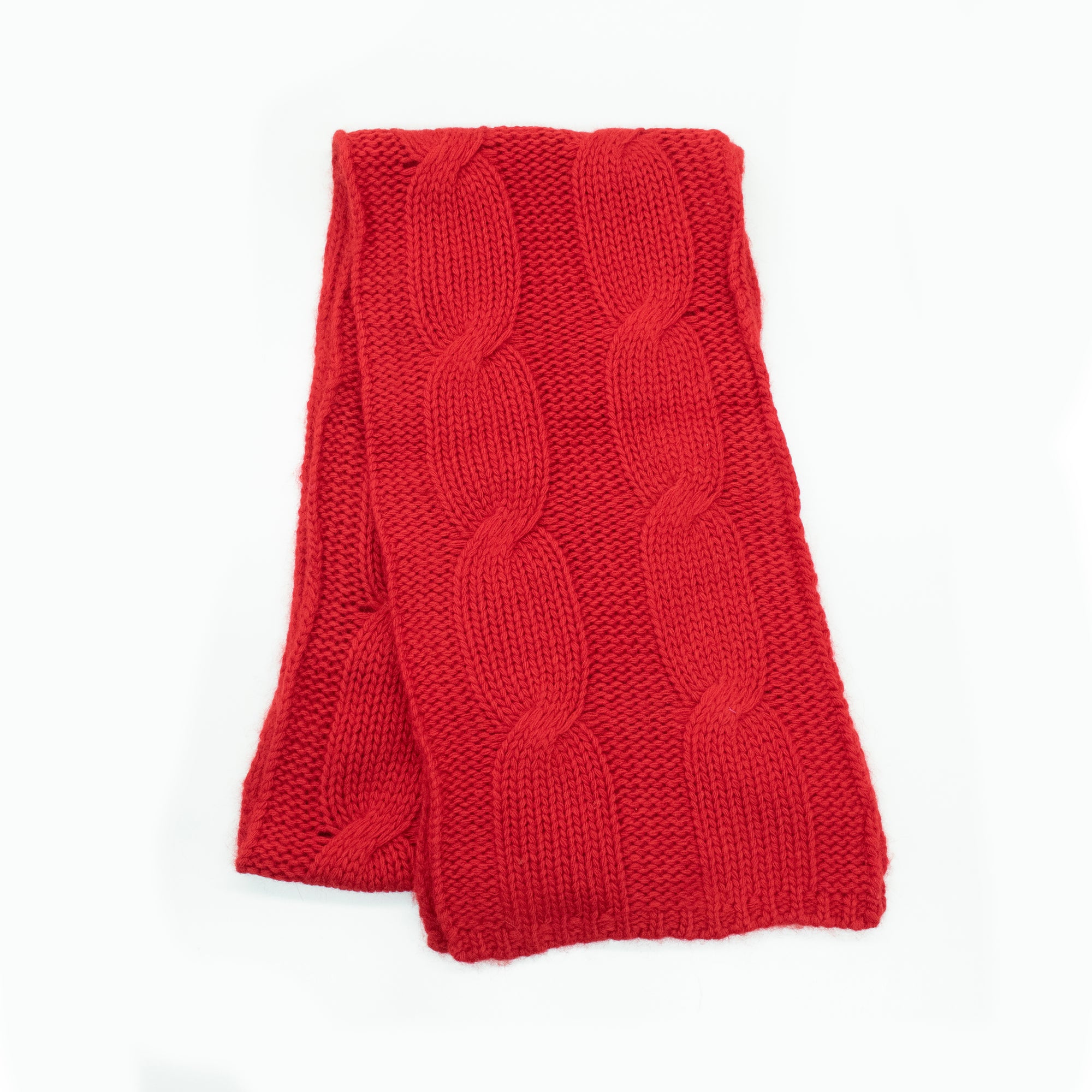 Womens | Big Cable Scarf | Cherry Red