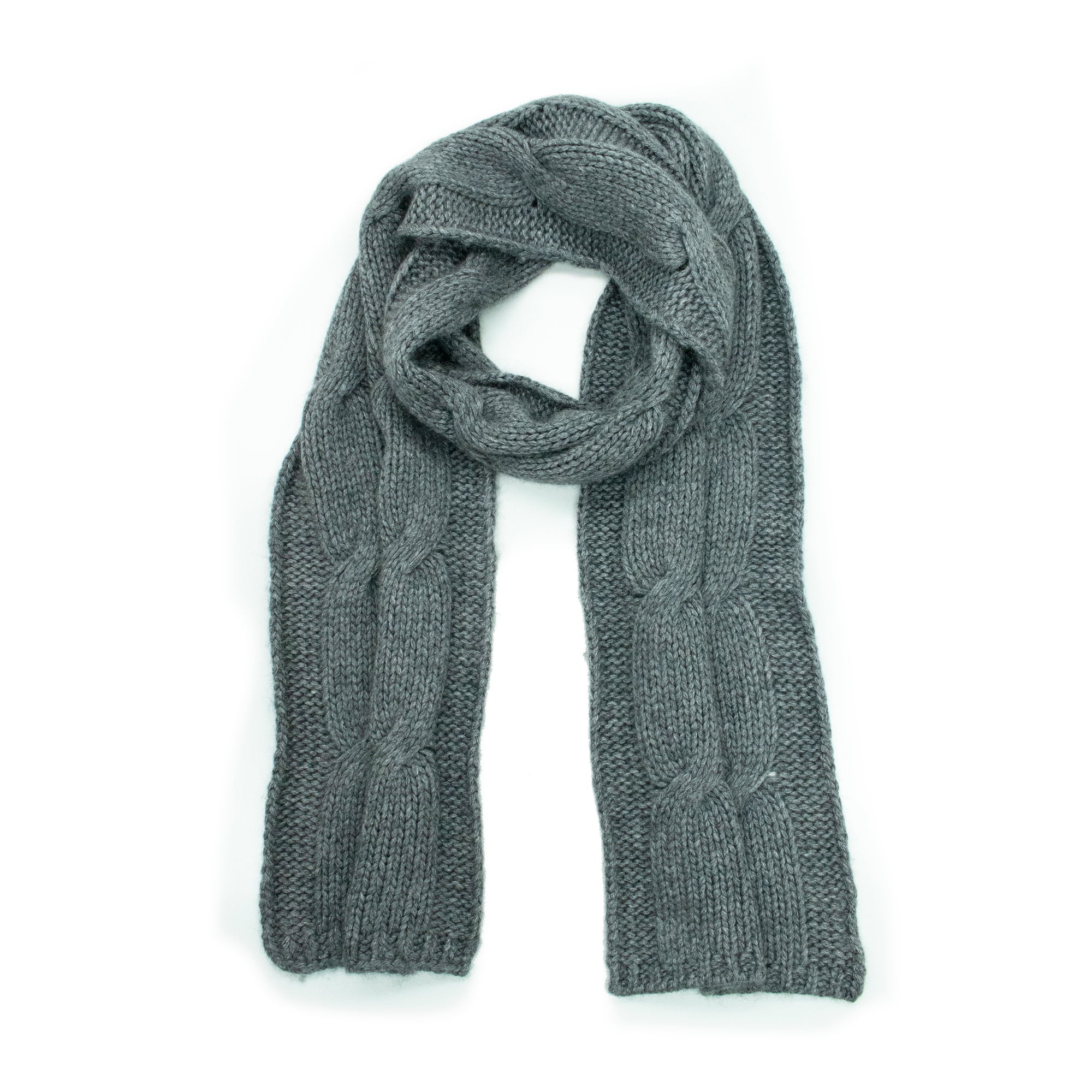 Womens | Big Cable Scarf | Medium Grey