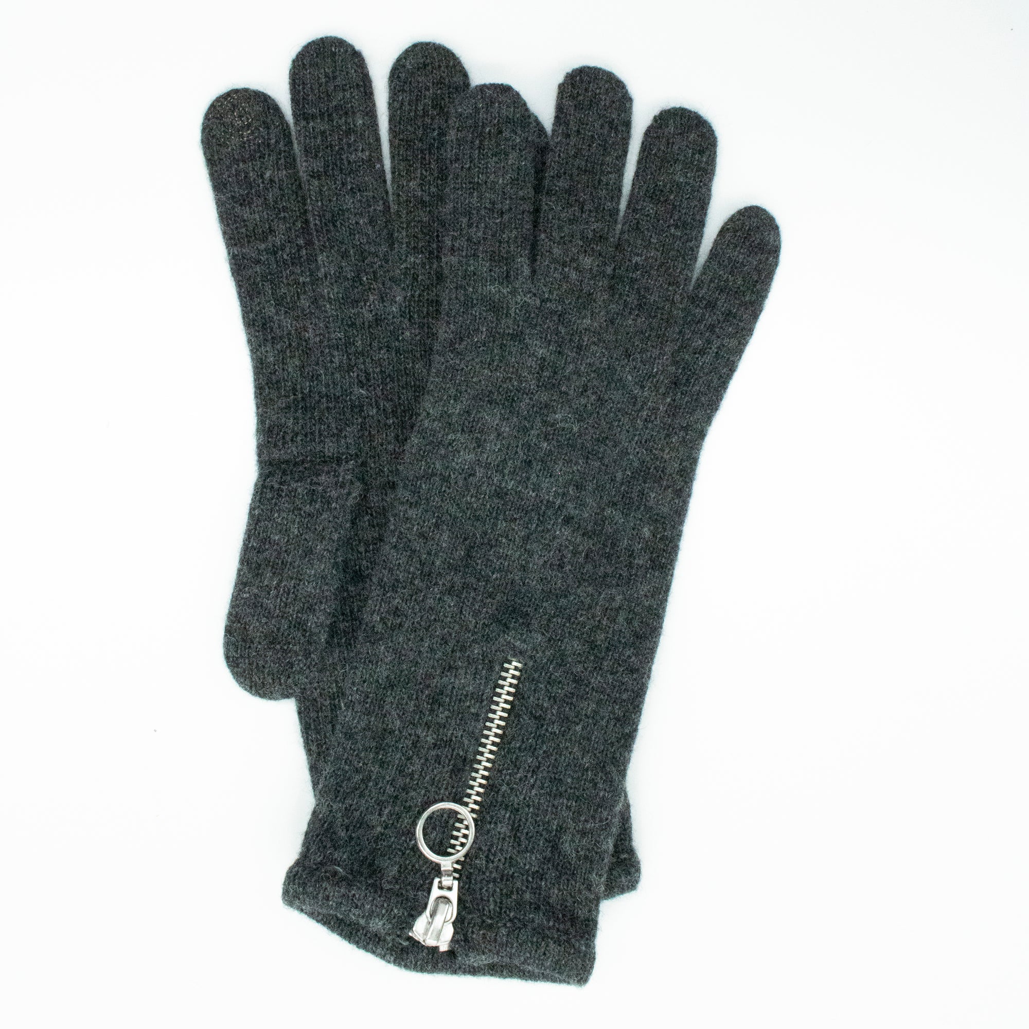 Womens | Tech Gloves with Zipper | Dark Grey