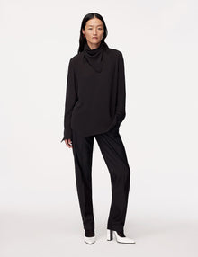 Another Tomorrow Silk Detachable Bandana Blouse in Black – Silk Women's Top