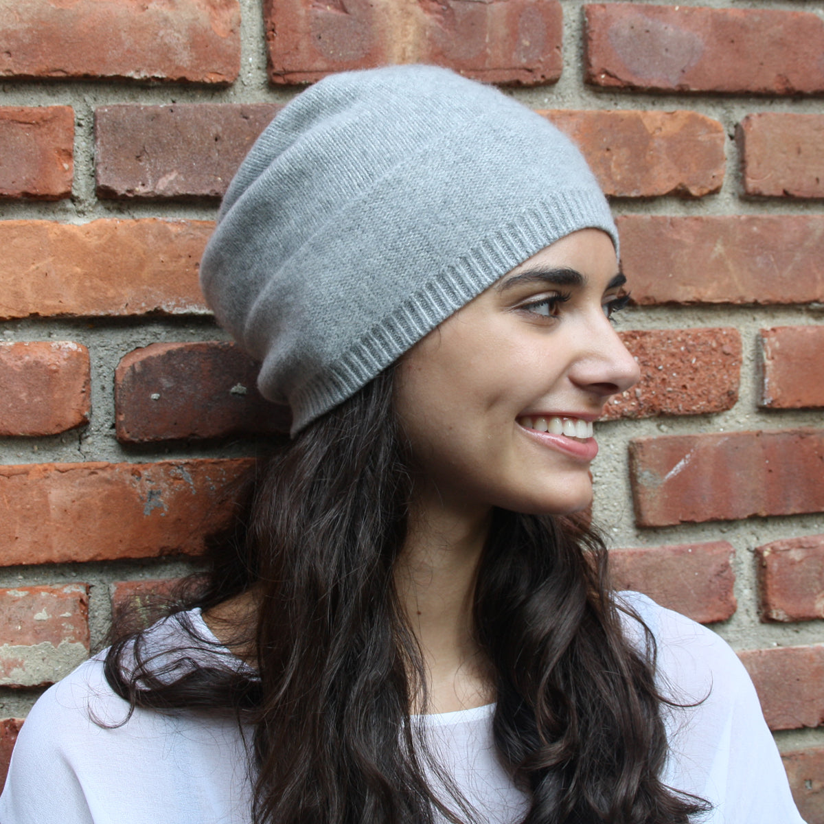 Unisex | Cashmere Slouchy Hat | Light Grey