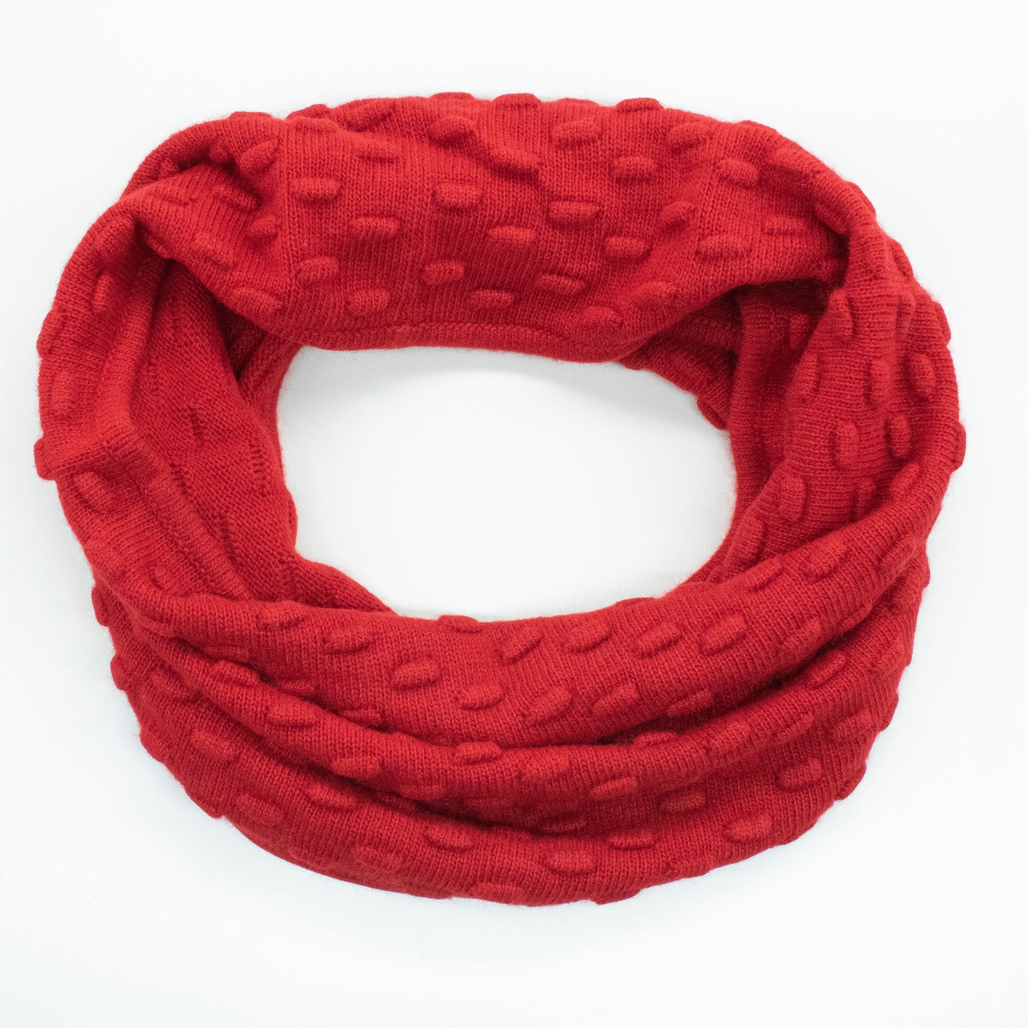 Neck Warmer In Popcorn Stitch | Cherry Red