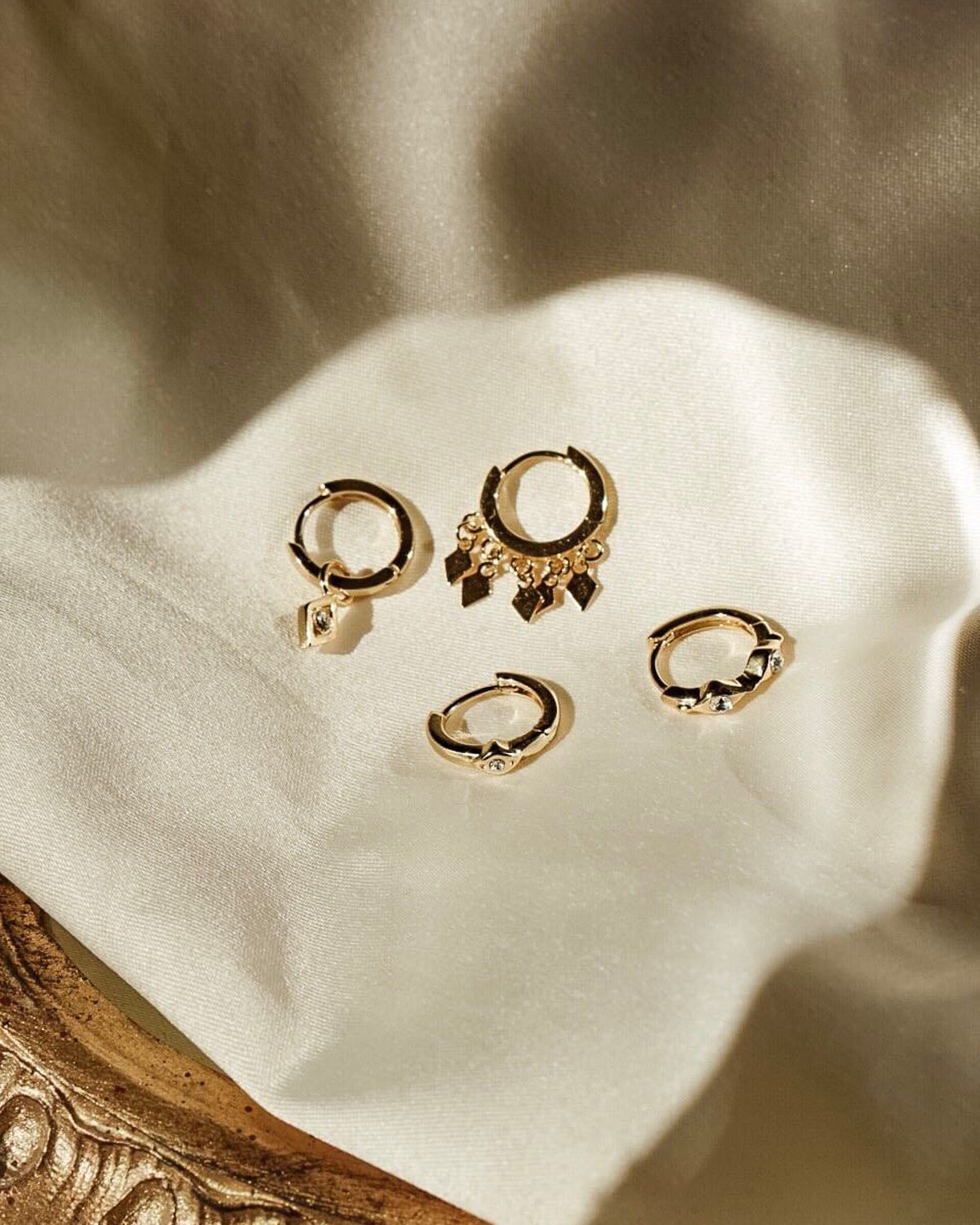 Evil Eye Hoop Huggies  | Silver