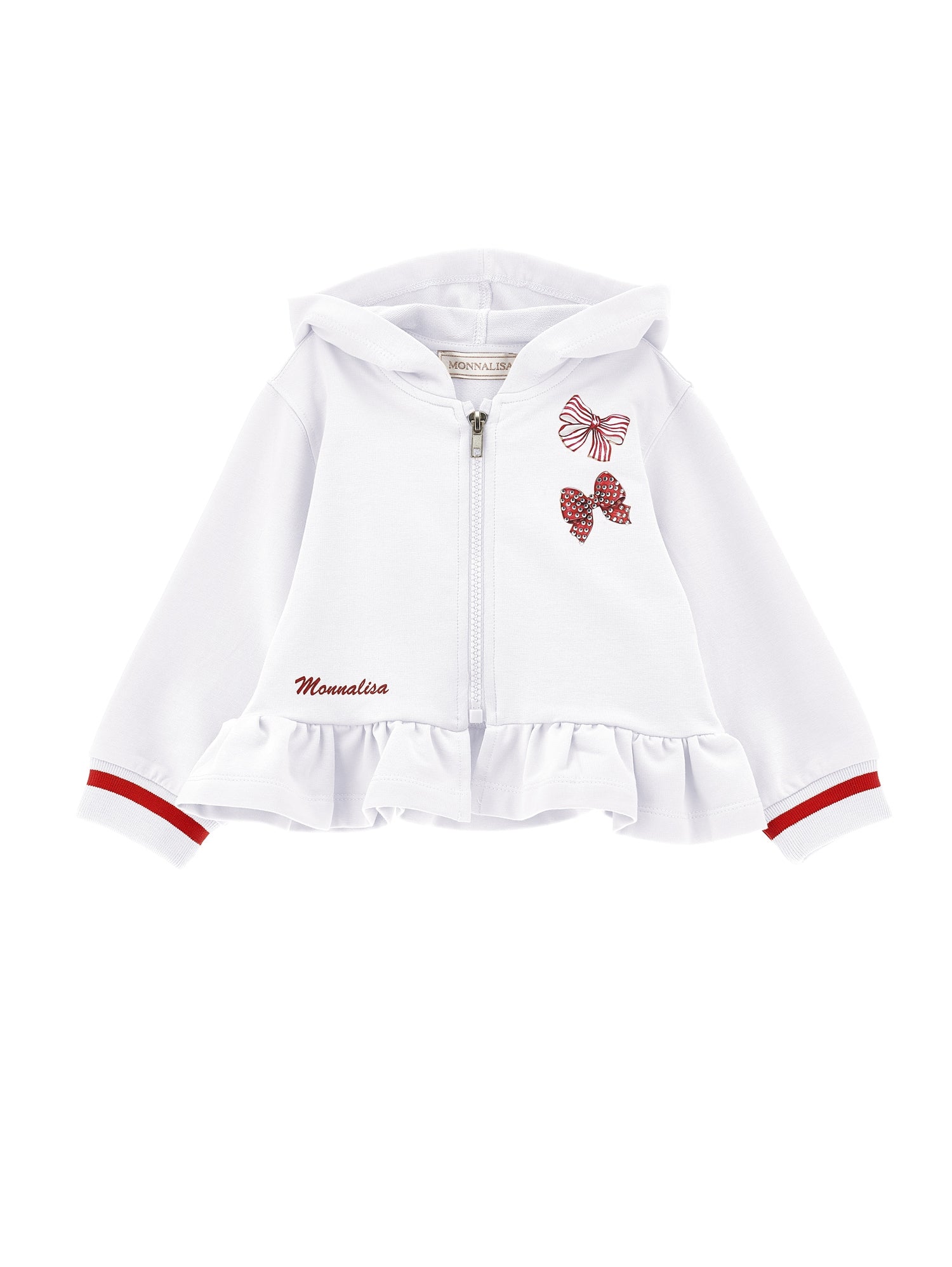 Girls | Open Hoodie With Rhinestones | White