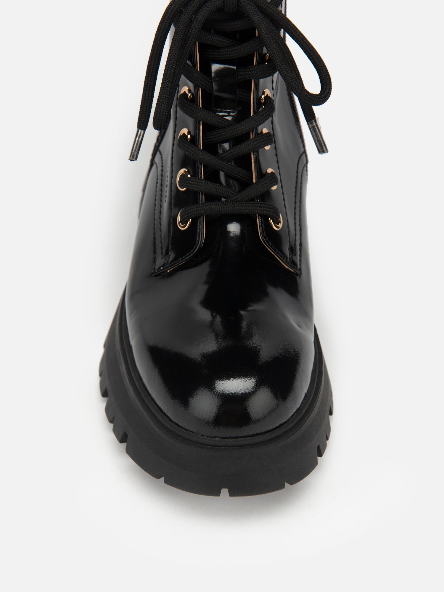 Leather Platform Lace Up Boots | Black