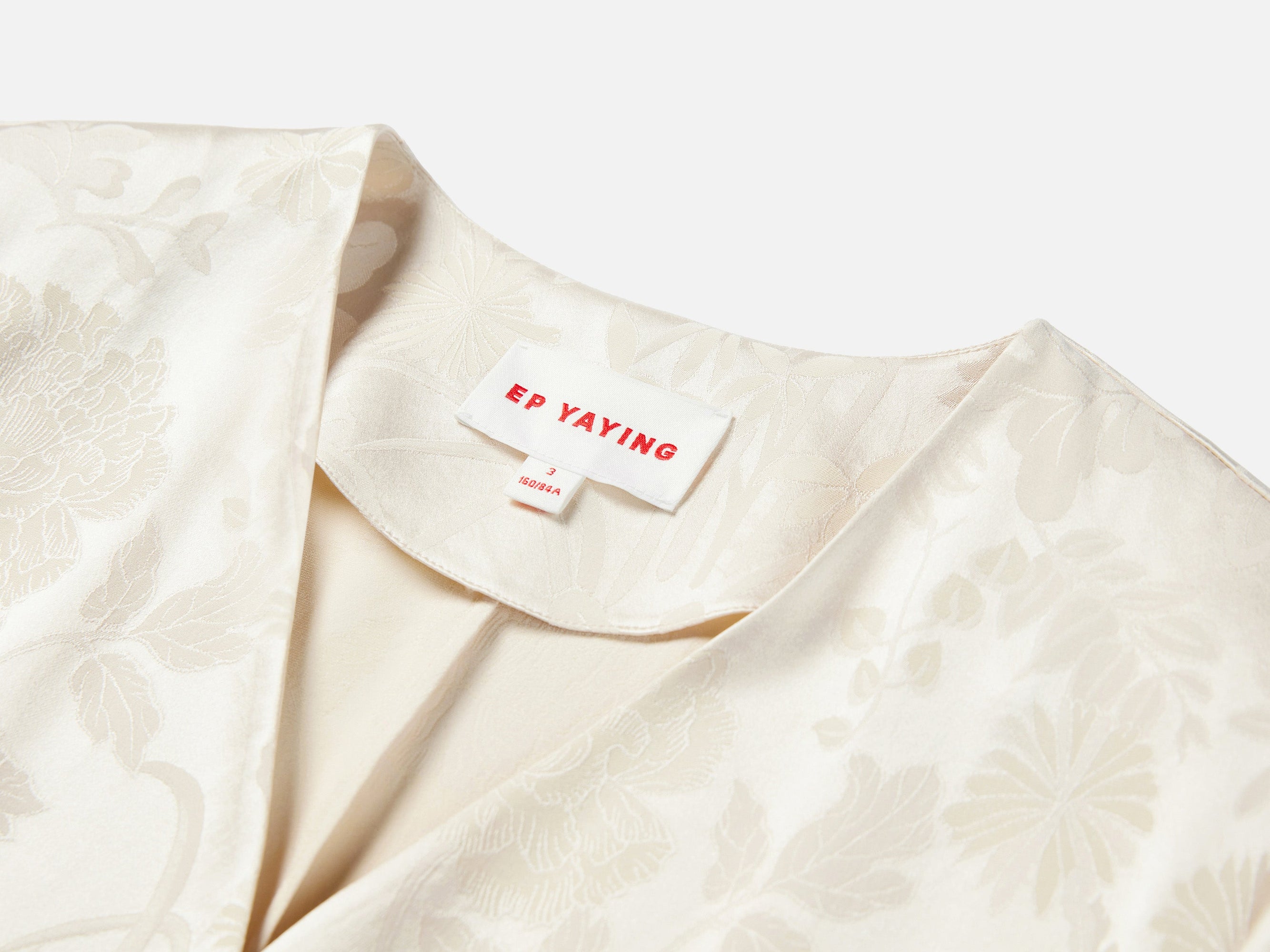 Jacquard Pattern Silk-Blend Top | Beige
