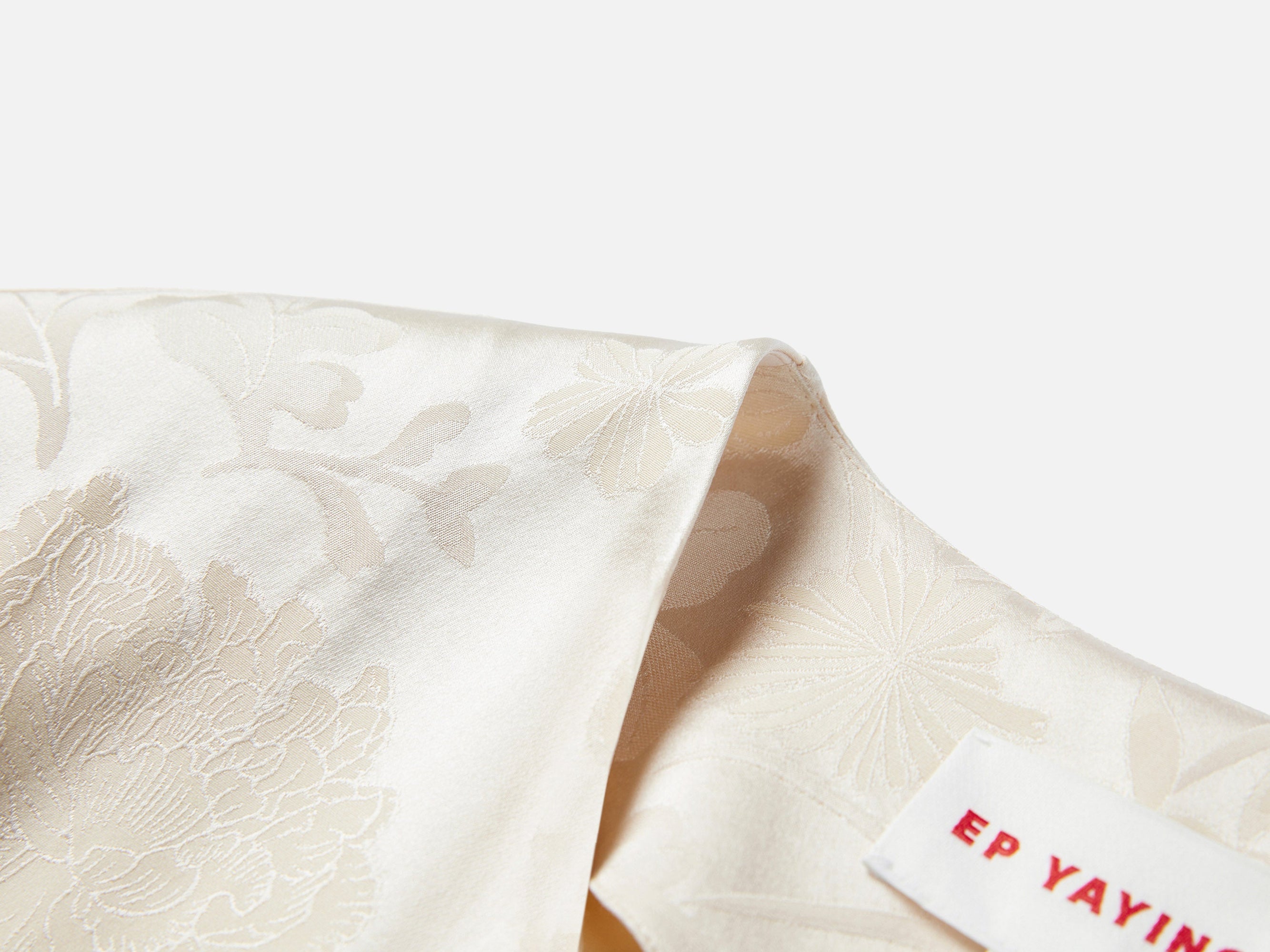 Jacquard Pattern Silk-Blend Top | Beige