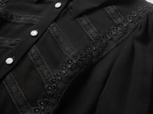 Semi-Sheer Button-Down Blouse | Black
