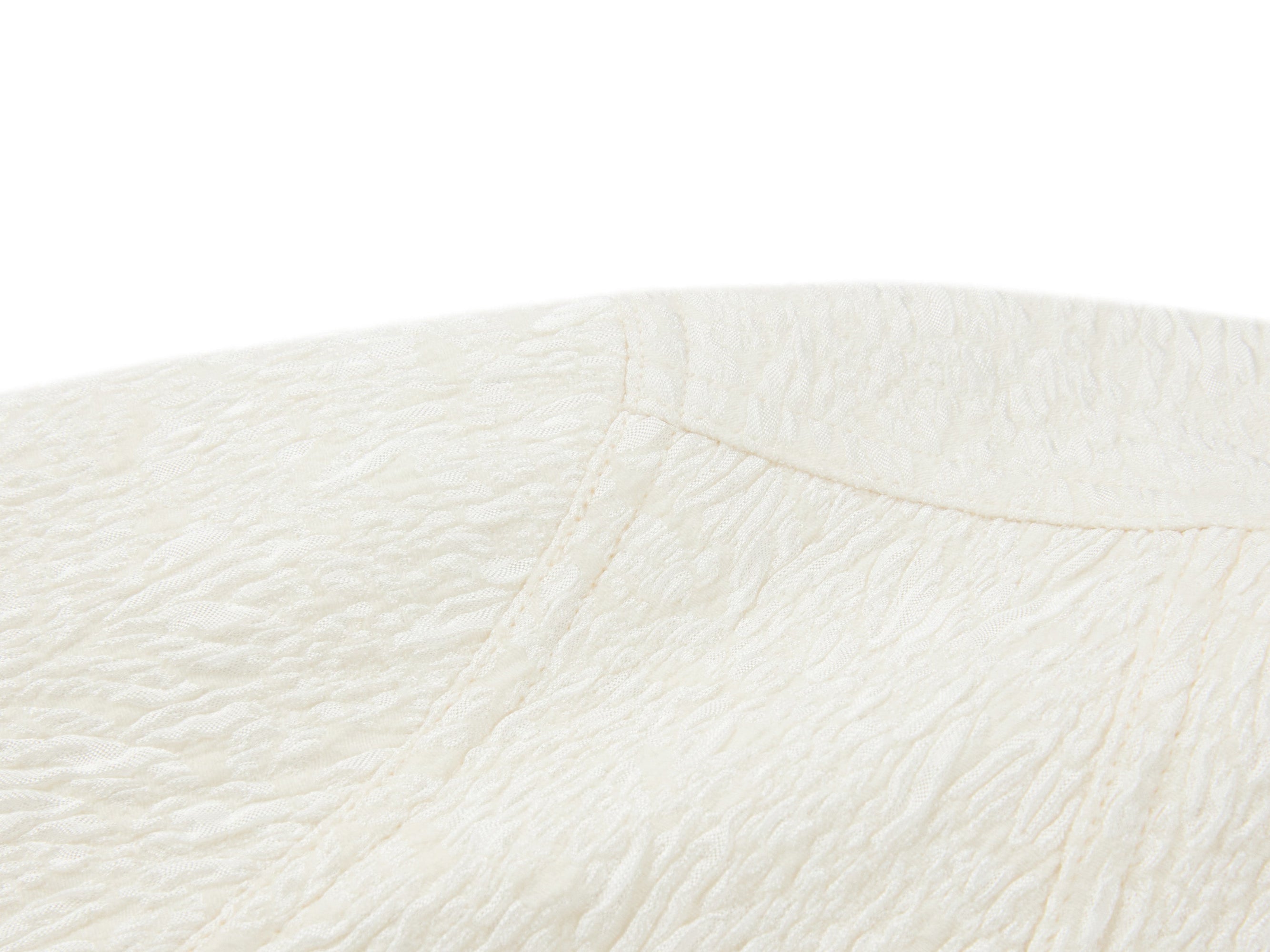 Wool Stand Collar Embroidered Coat | White