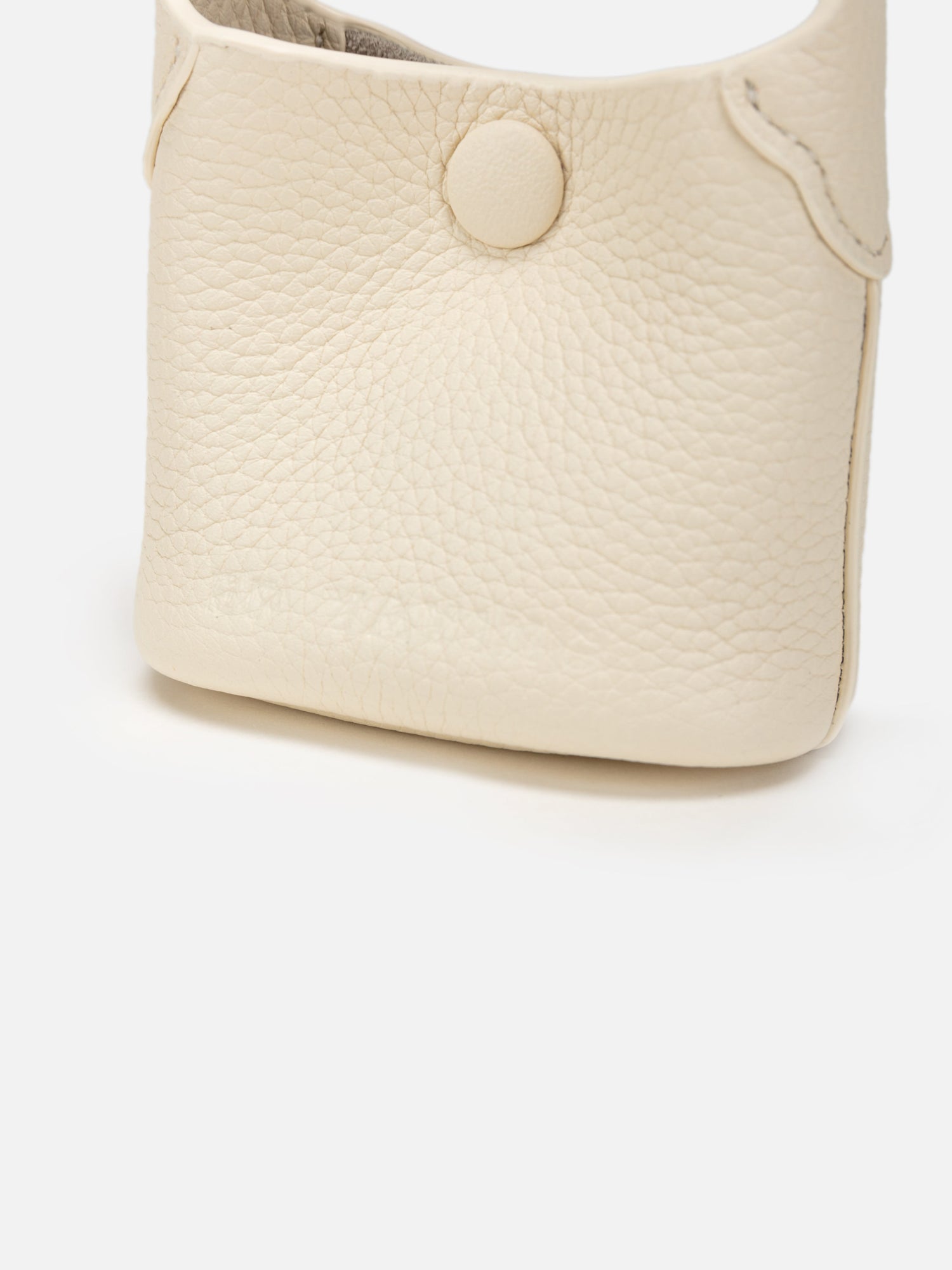Leather Earphone Case Magnetic Snap Mini Bag Charm | White